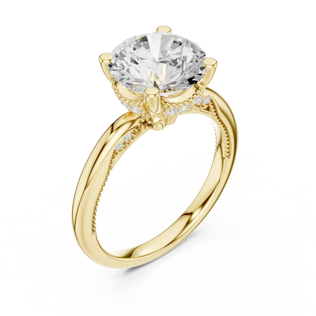 Hidden Halo Round Cut Diamond Engagement Ring