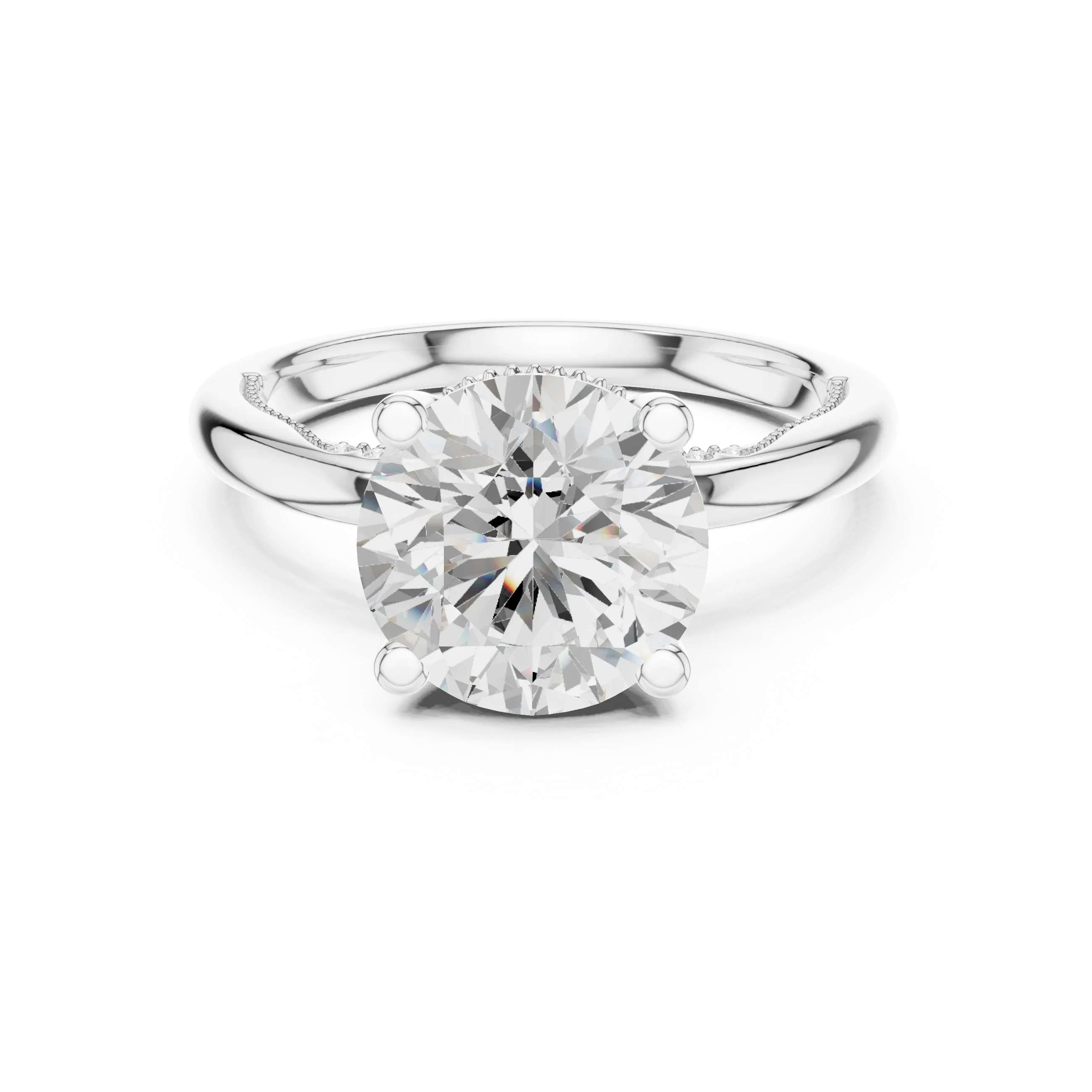 Hidden Halo Round Cut Diamond Engagement Ring