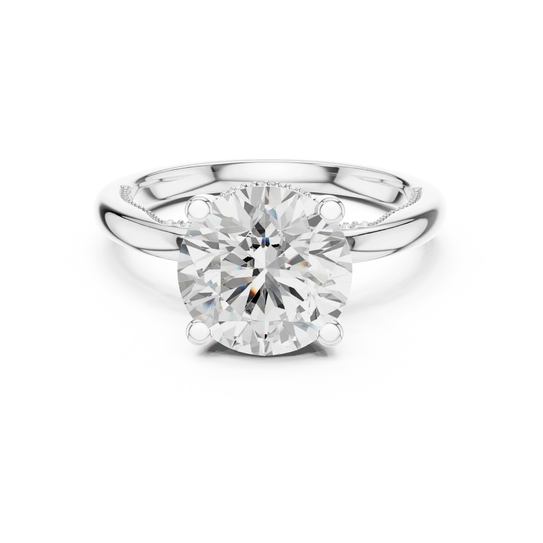 Hidden Halo Round Cut Diamond Engagement Ring