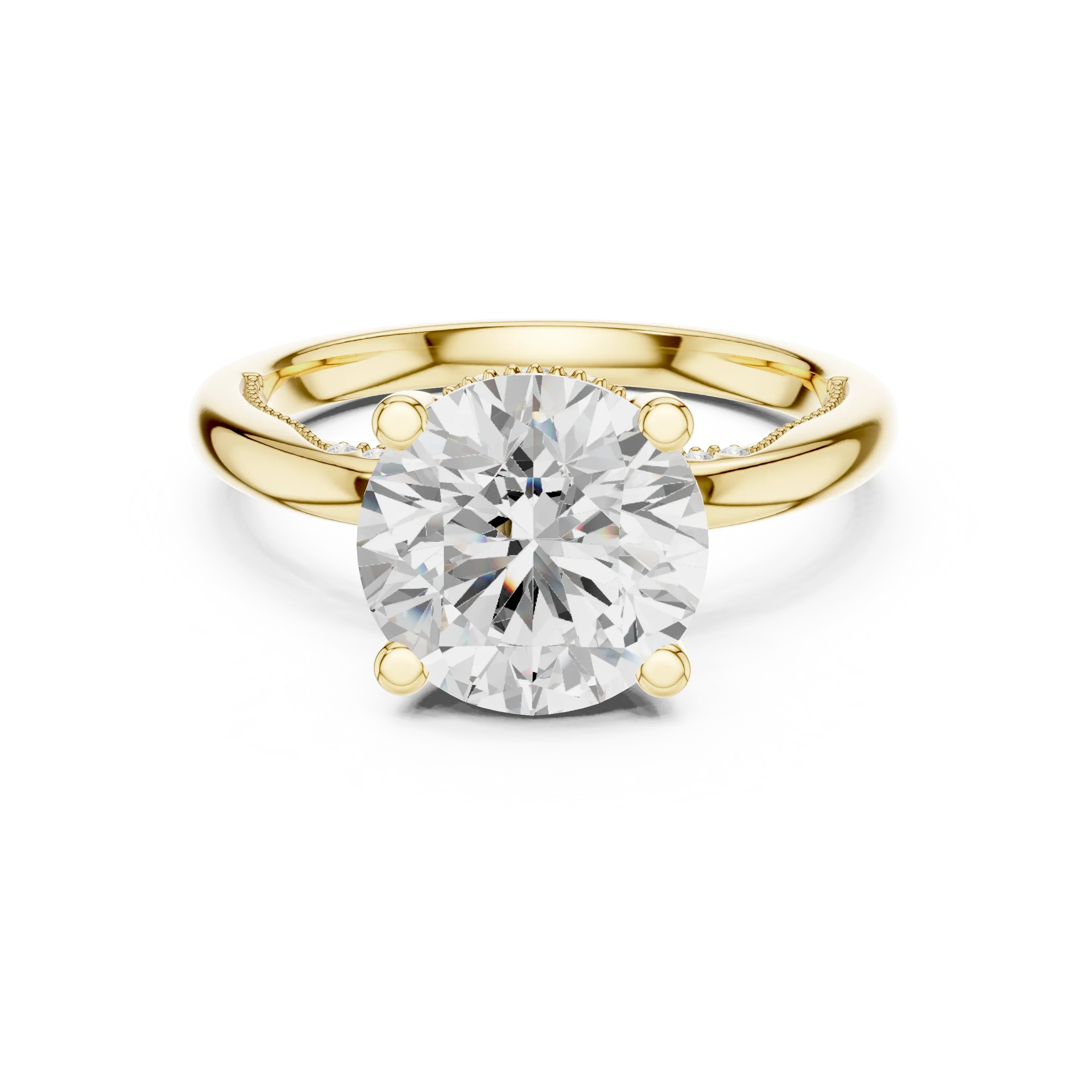 Hidden Halo Round Cut Diamond Engagement Ring