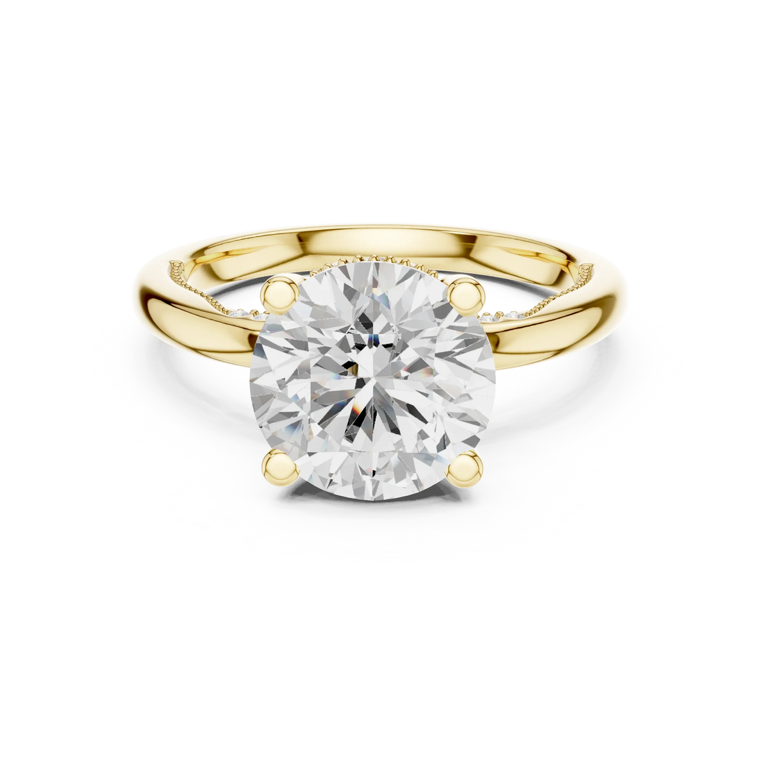 Hidden Halo Round Cut Diamond Engagement Ring