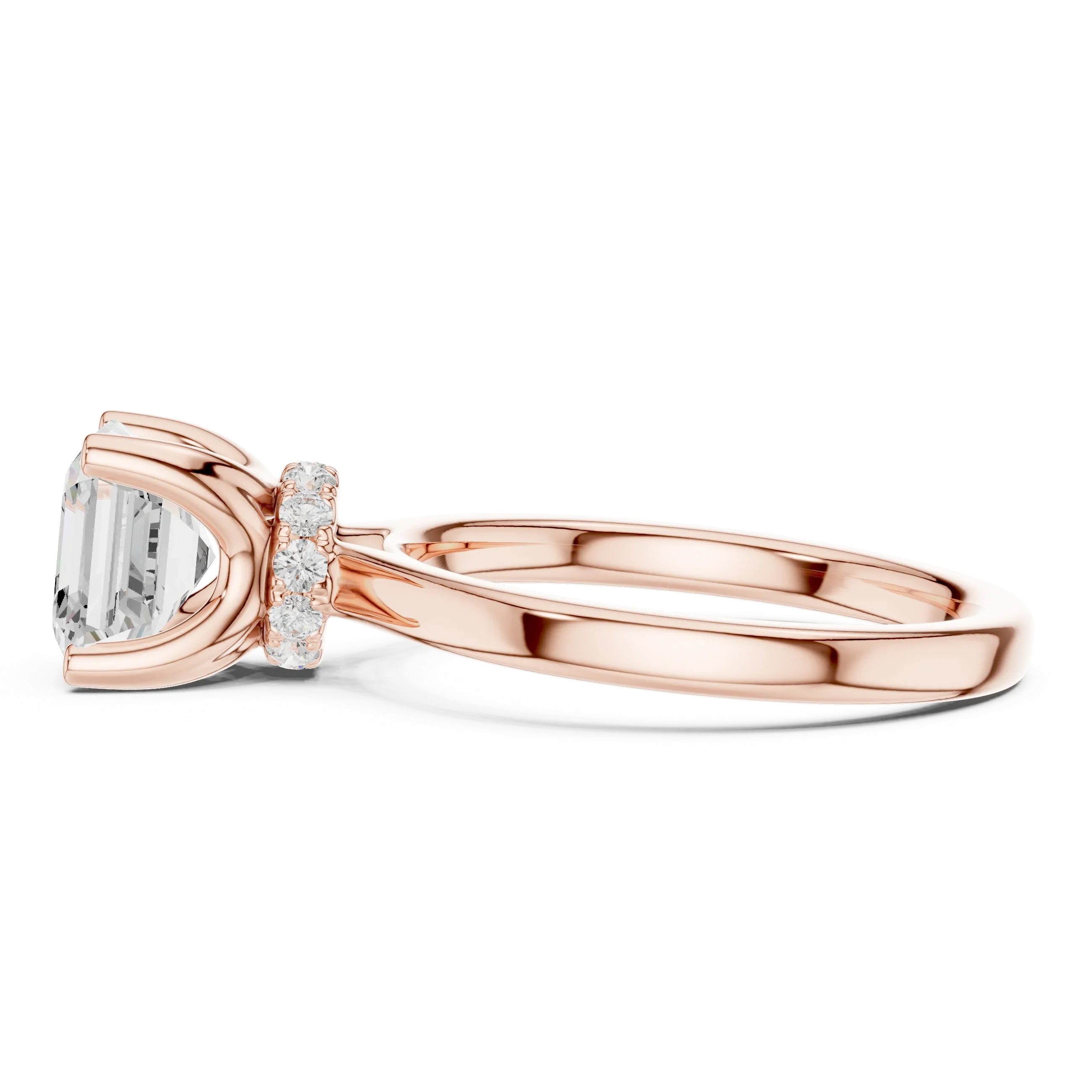 Asscher Shape Diamond Hidden Halo Engagement Ring