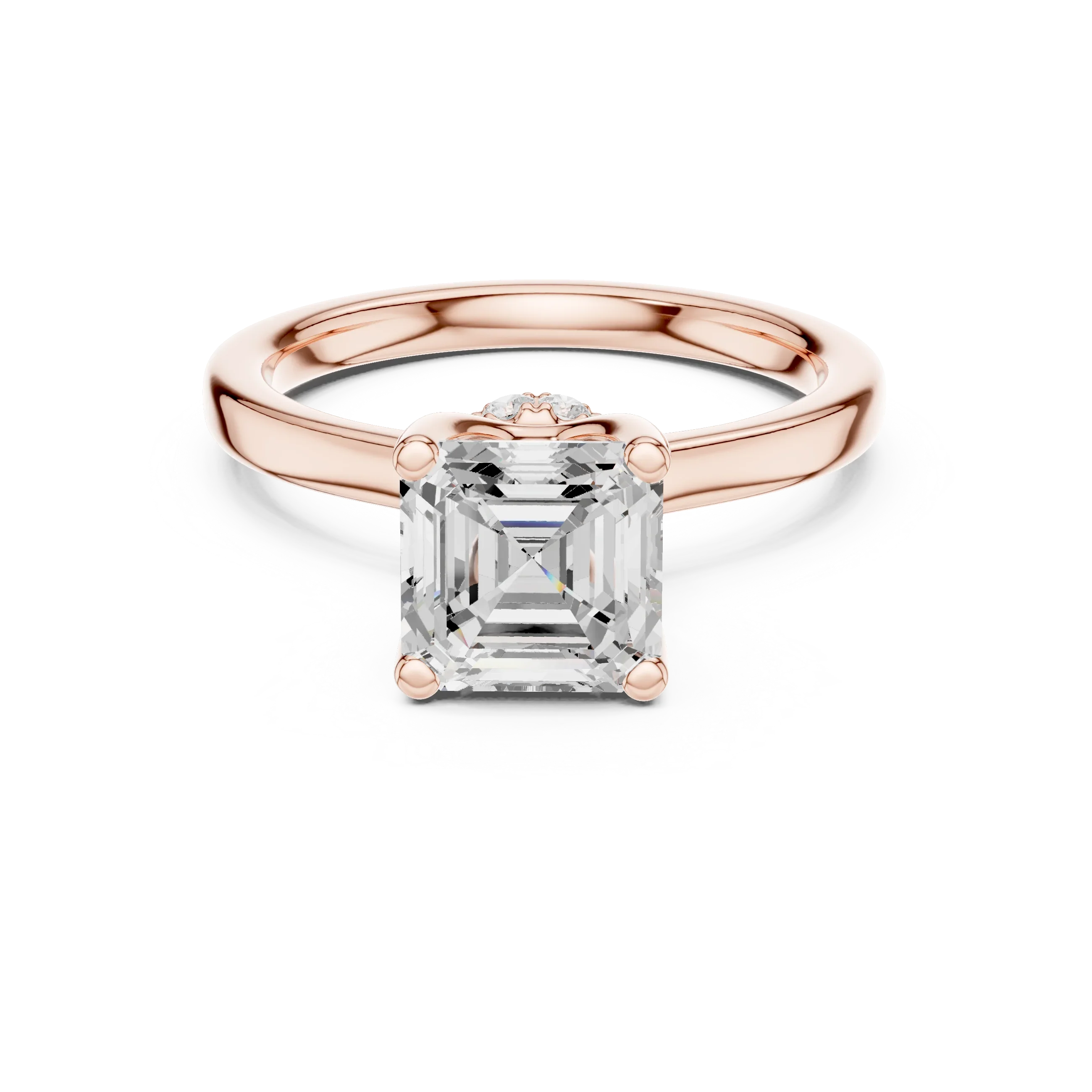 Asscher Shape Diamond Hidden Halo Engagement Ring