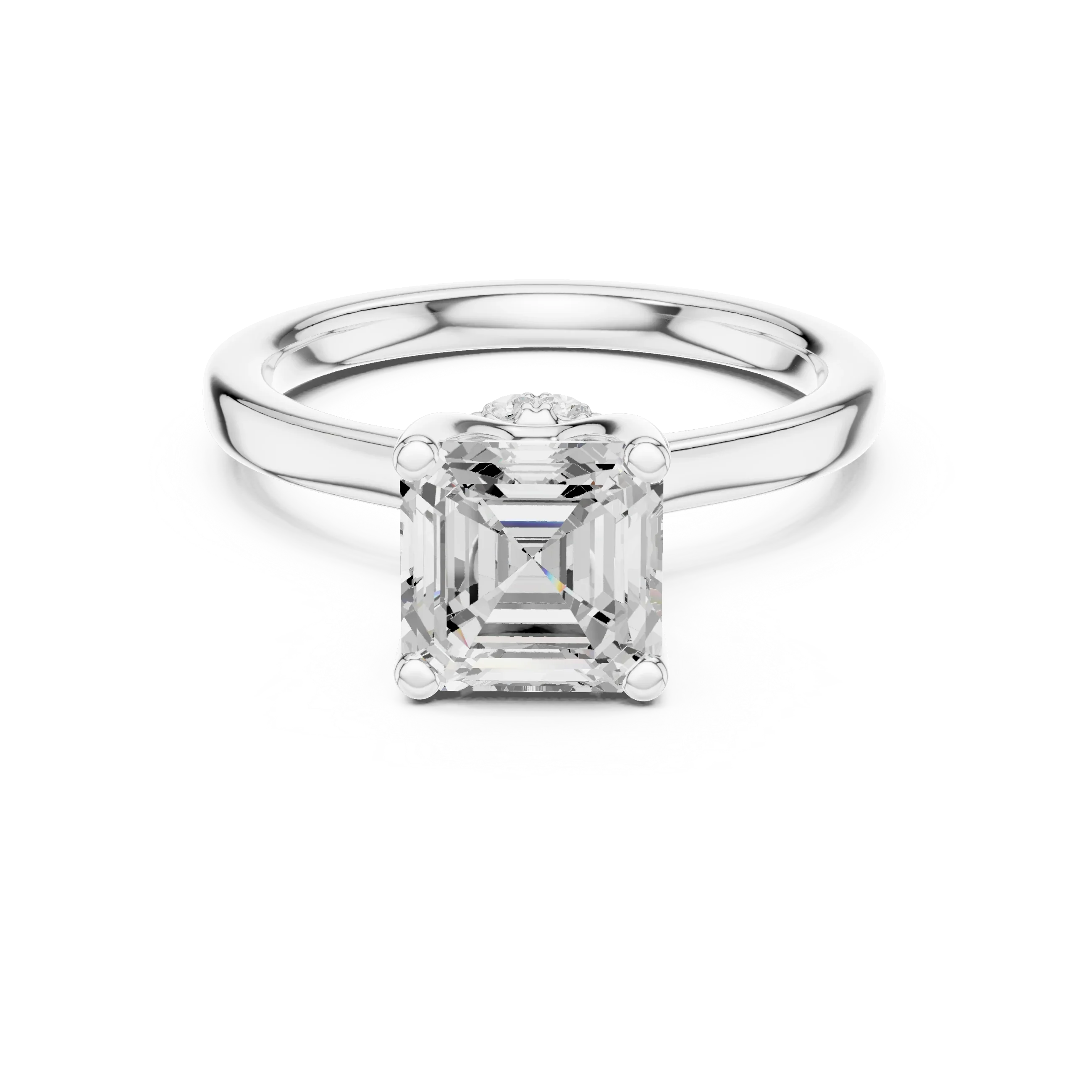 Asscher Shape Diamond Hidden Halo Engagement Ring