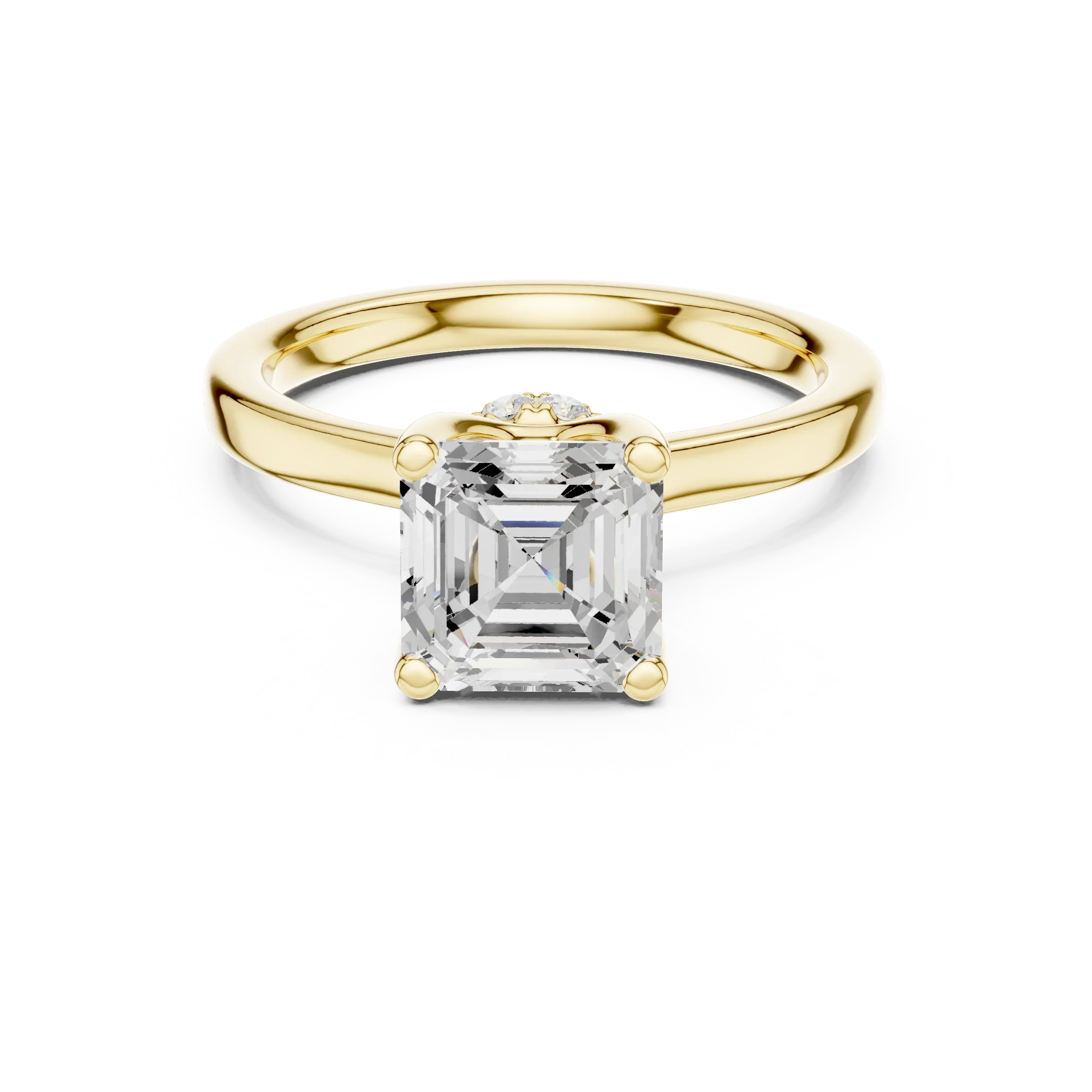 Asscher Shape Diamond Hidden Halo Engagement Ring