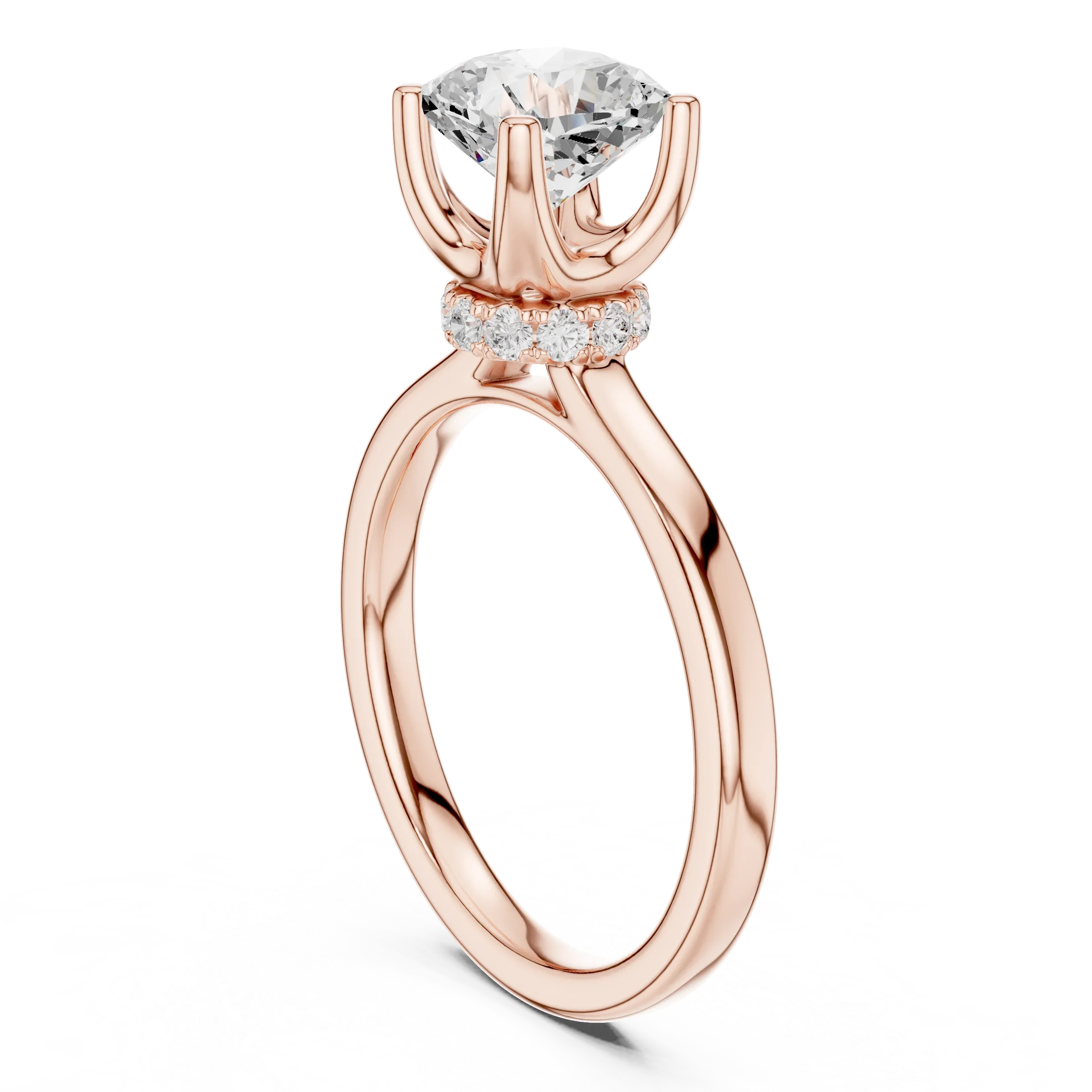 Radiant Shape Diamond Hidden Halo Engagement Ring