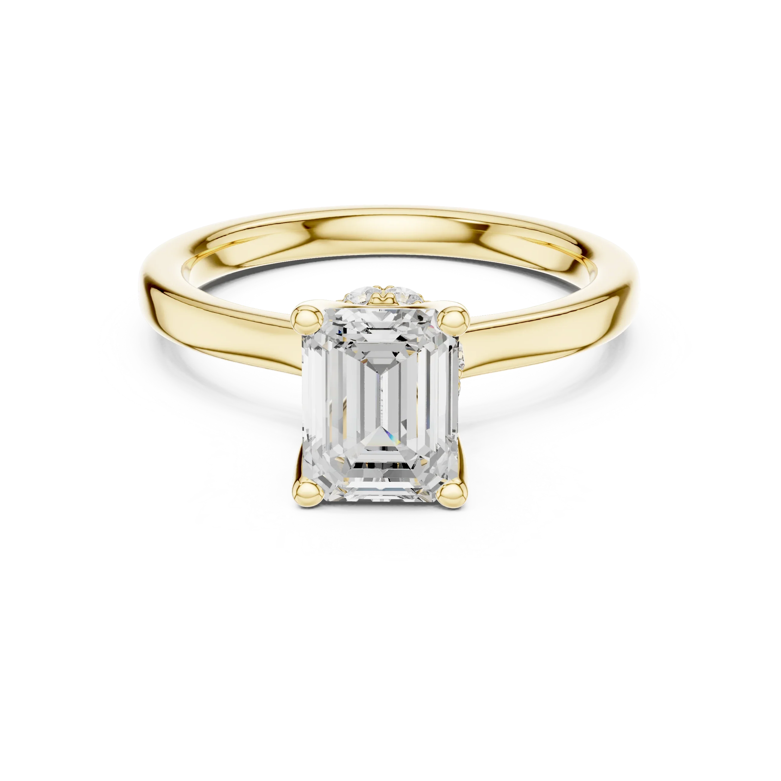 Emerald Shape Diamond Hidden Halo Engagement Ring