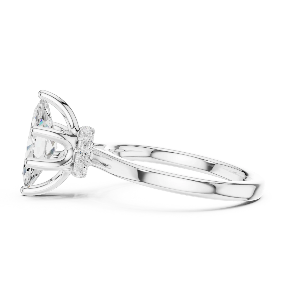 Marquise Shape Diamond Hidden Halo Engagement Ring