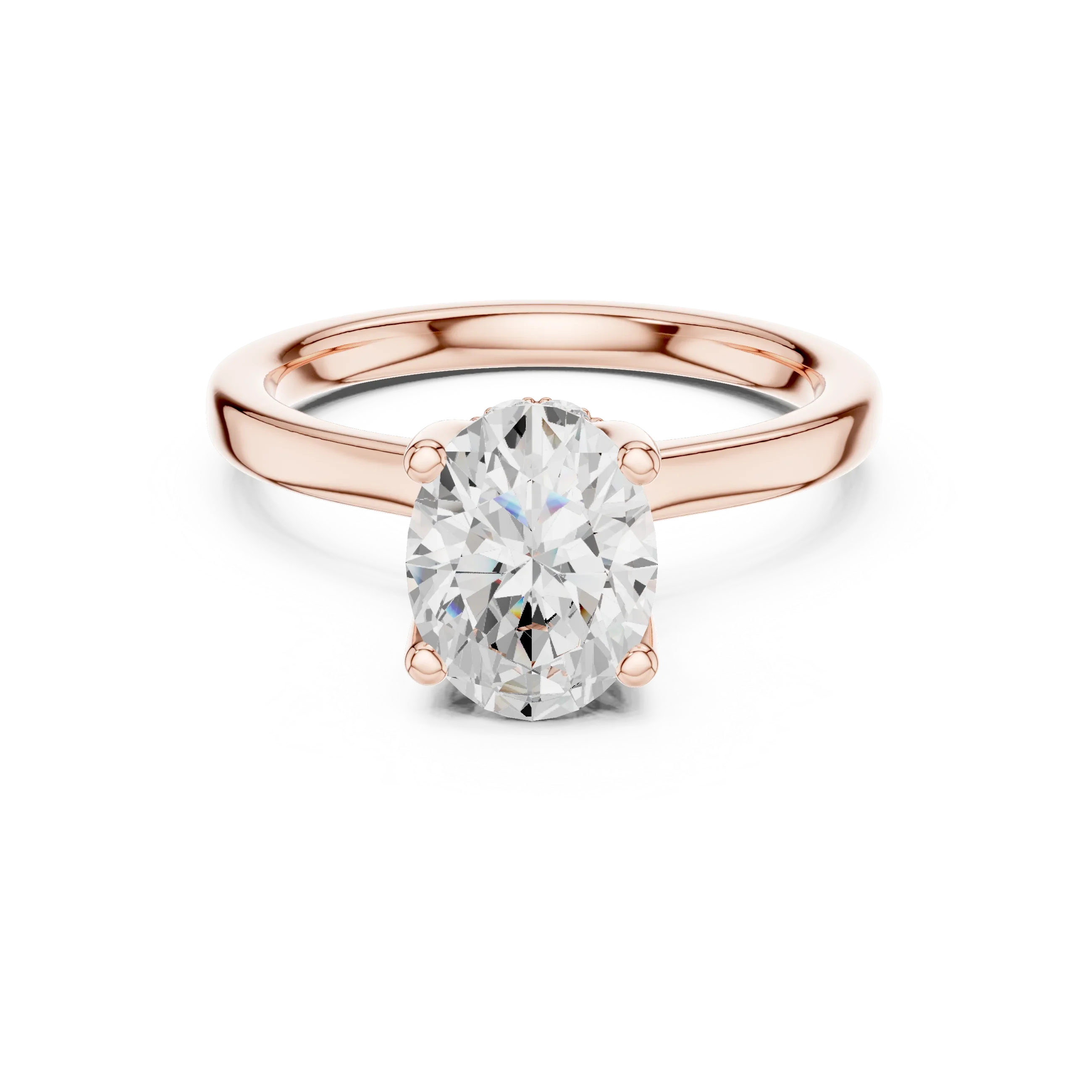 Oval Shape Diamond Hidden Halo Engagement Ring