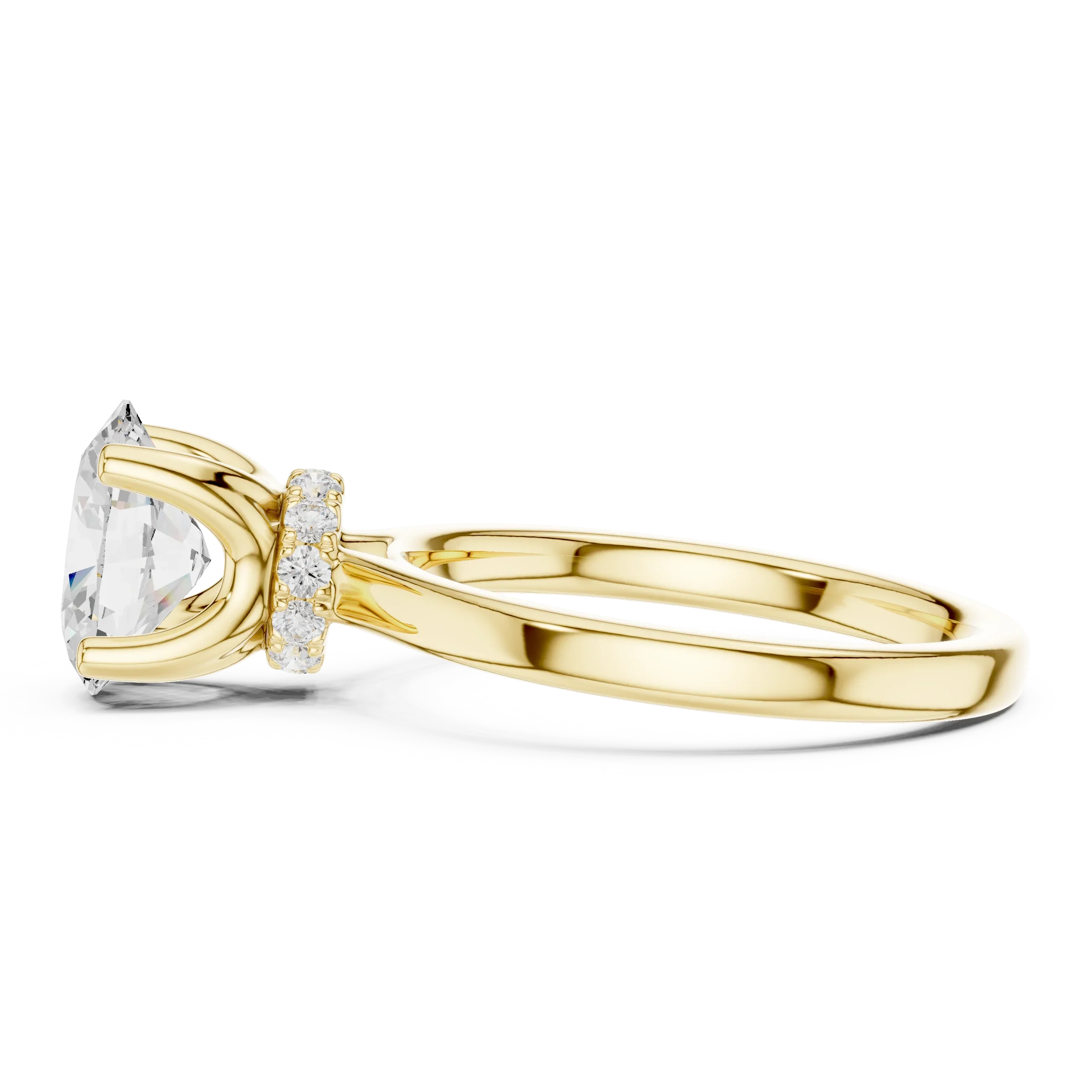 Oval Shape Diamond Hidden Halo Engagement Ring