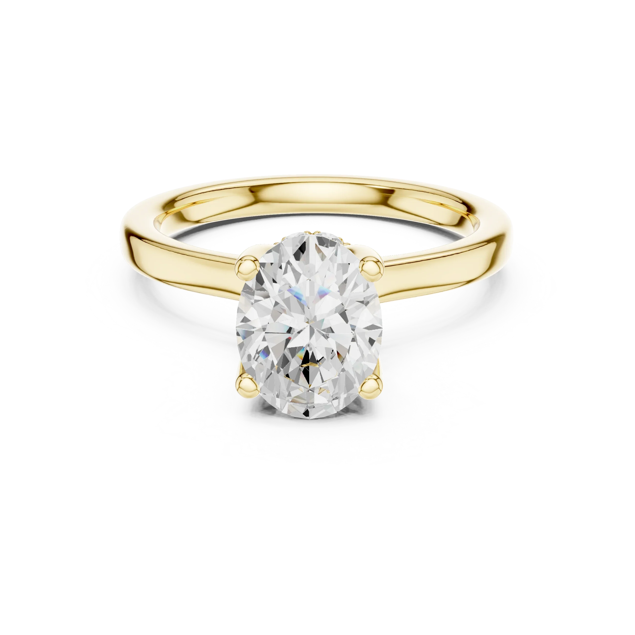 Oval Shape Diamond Hidden Halo Engagement Ring