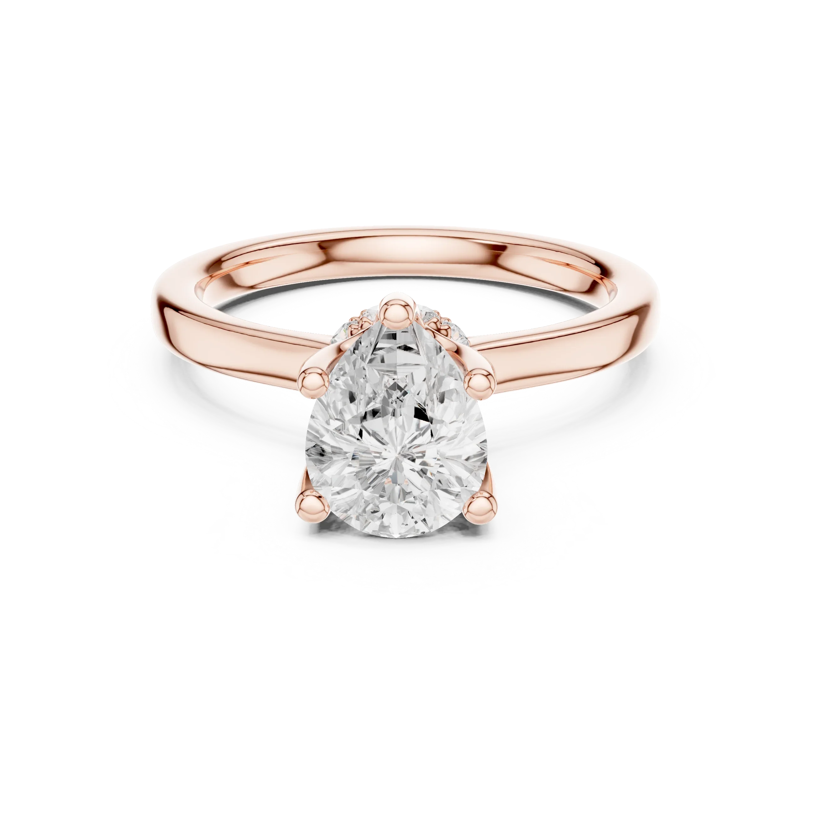 Pear Shape Diamond Hidden Halo Engagement Ring