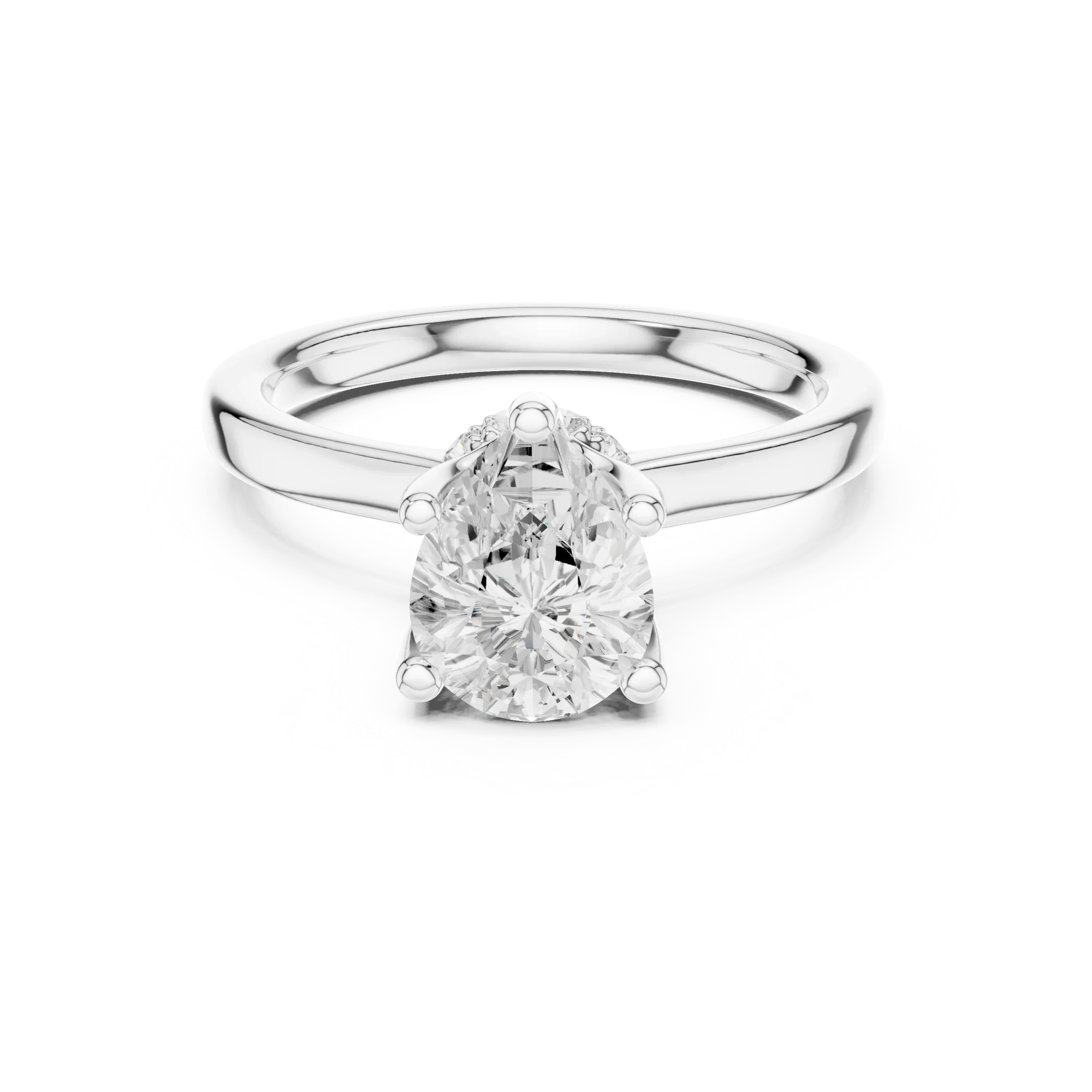 Pear Shape Diamond Hidden Halo Engagement Ring