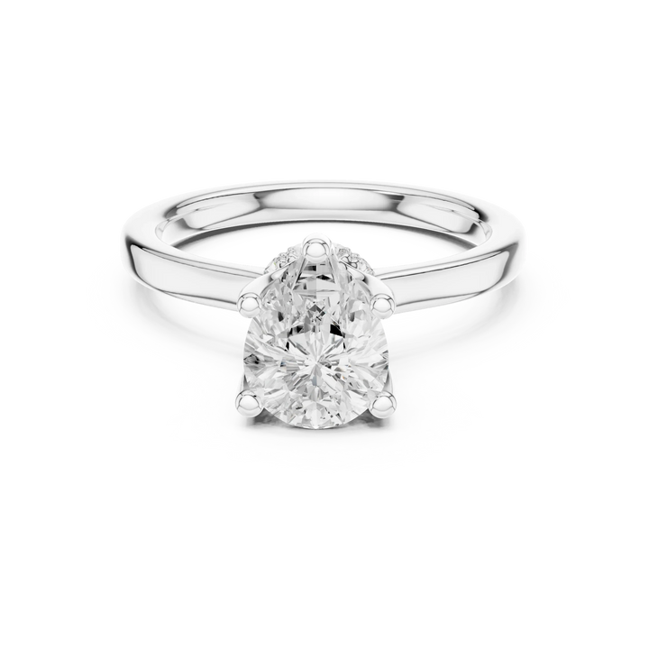 Pear Shape Diamond Hidden Halo Engagement Ring