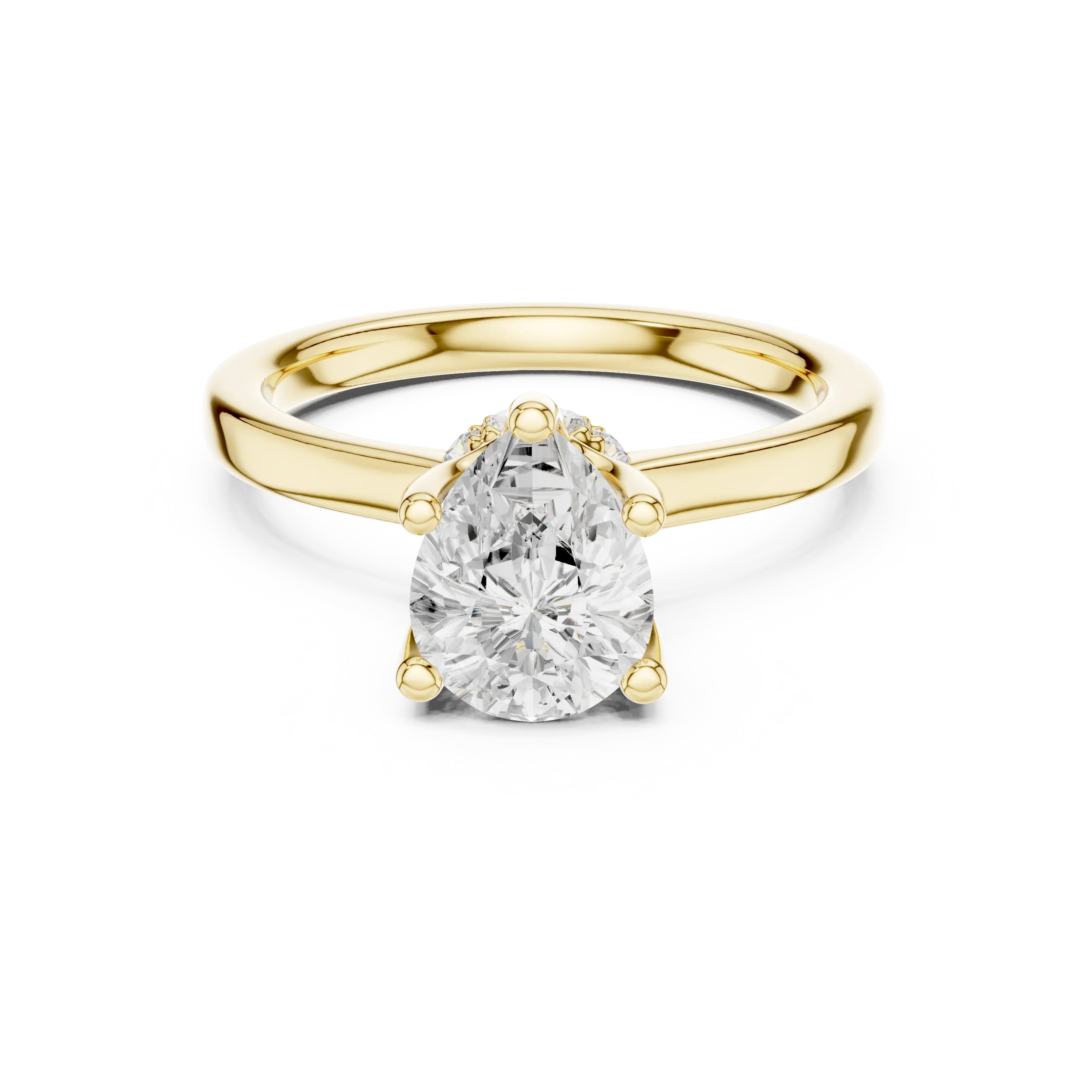 Pear Shape Diamond Hidden Halo Engagement Ring