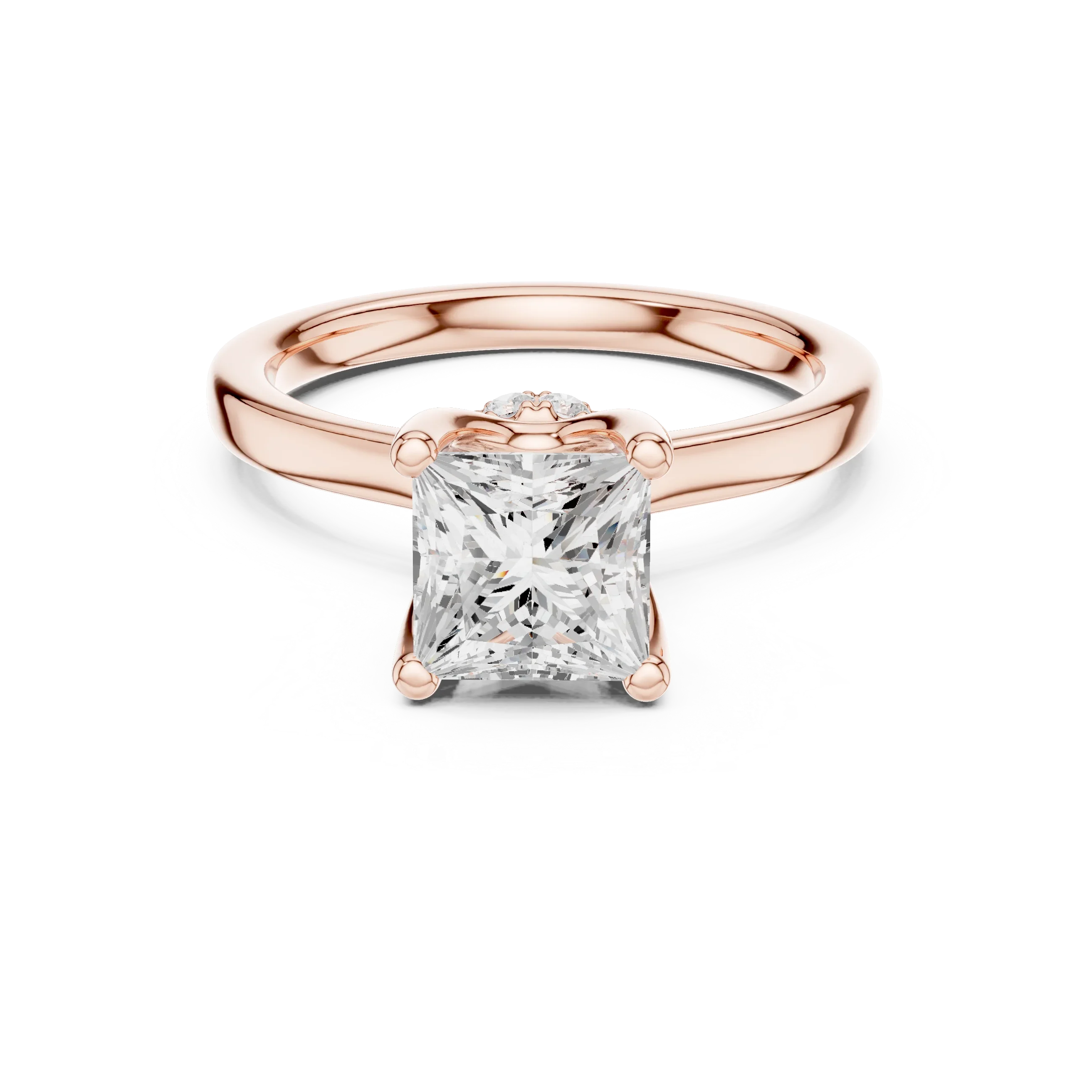 Princess Shape Diamond Hidden Halo Engagement Ring