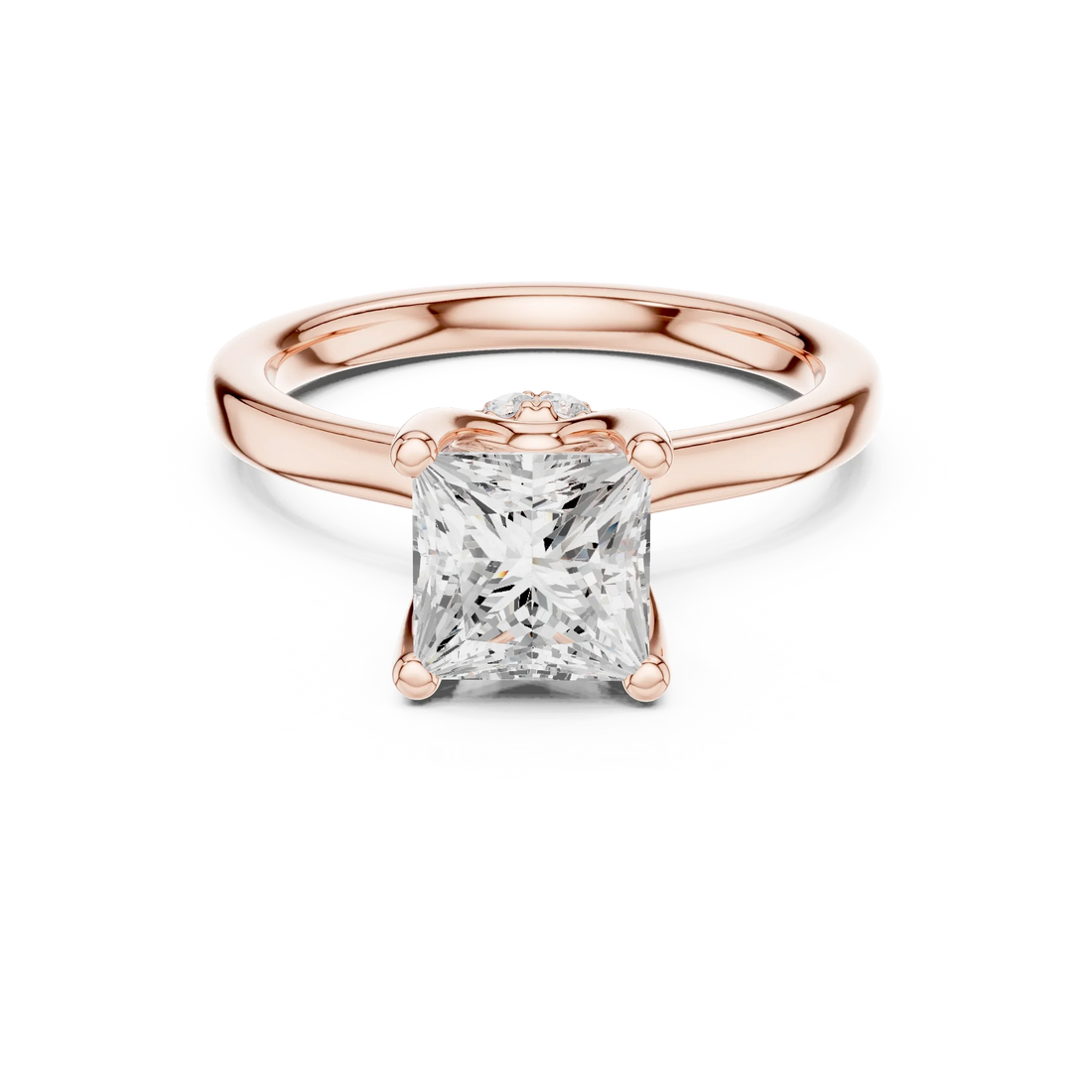 Princess Shape Diamond Hidden Halo Engagement Ring