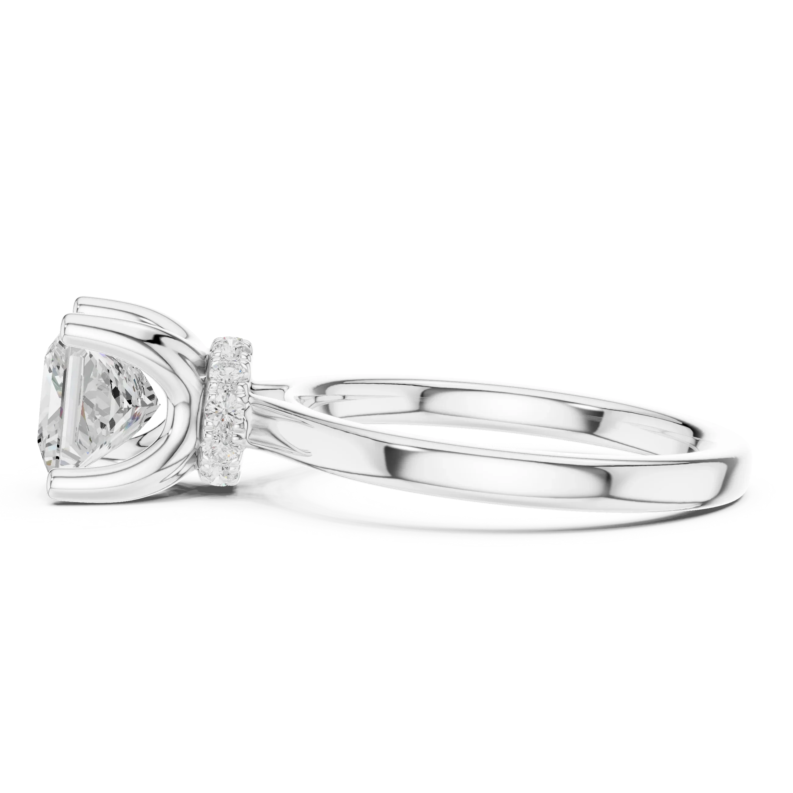Princess Shape Diamond Hidden Halo Engagement Ring