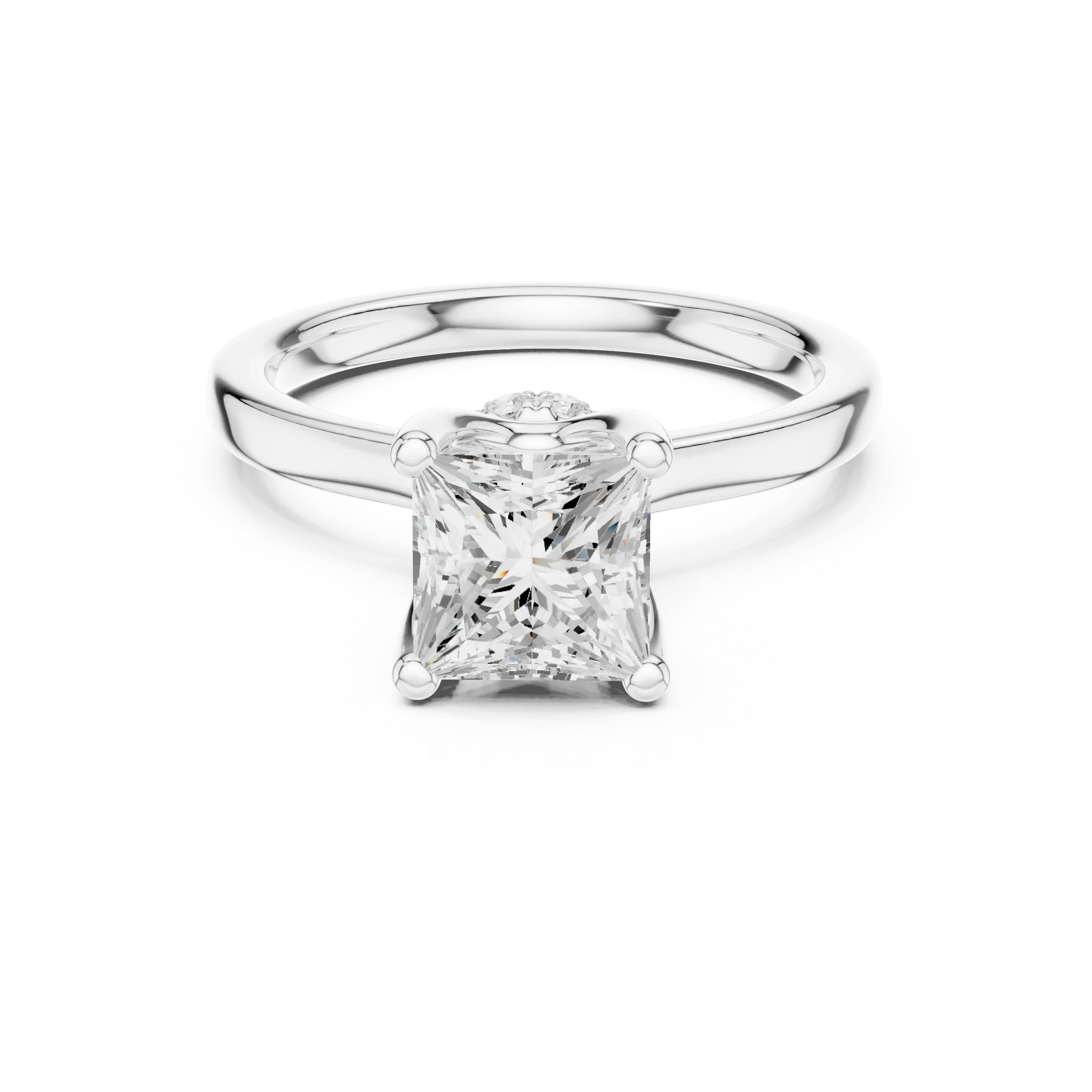 Princess Shape Diamond Hidden Halo Engagement Ring