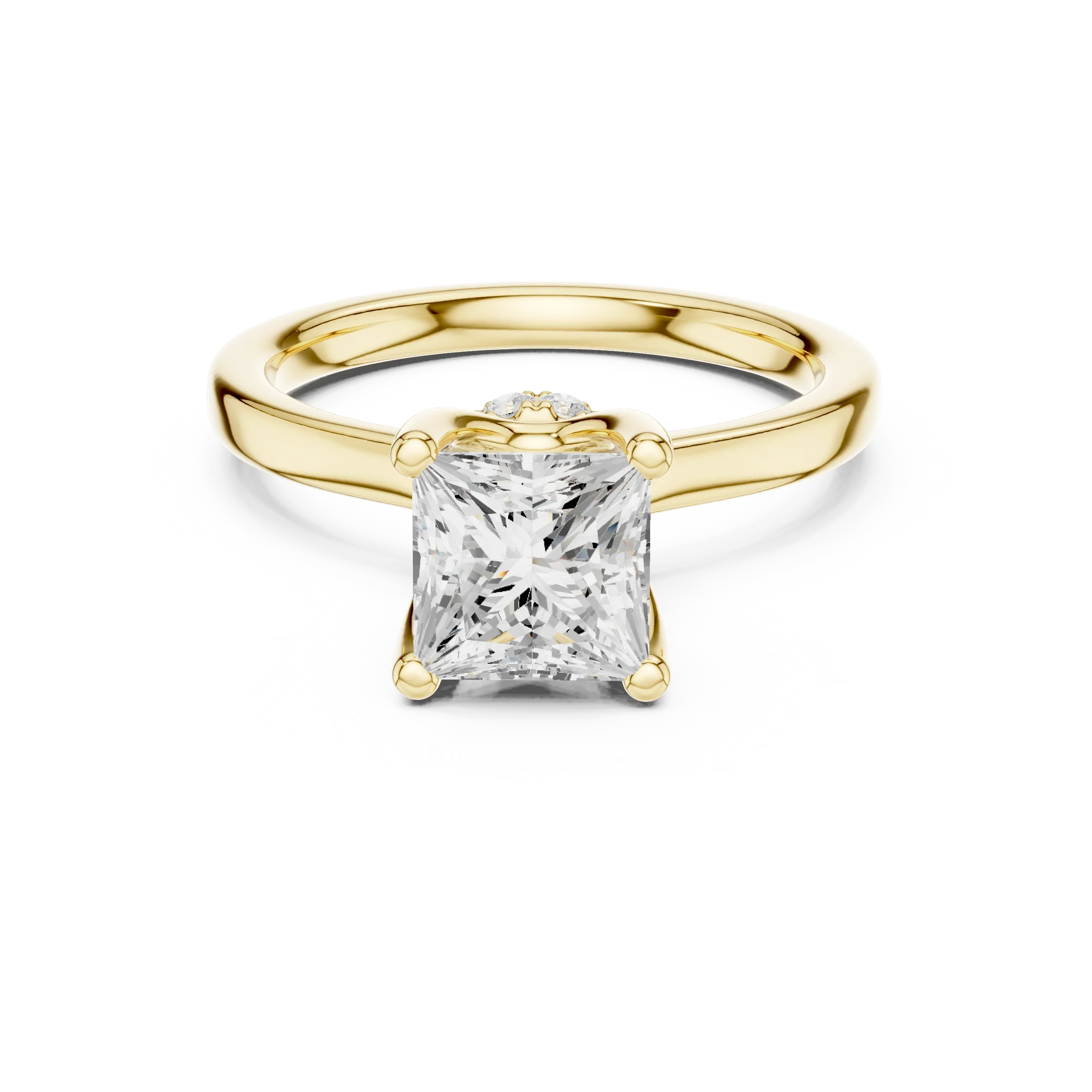 Princess Shape Diamond Hidden Halo Engagement Ring