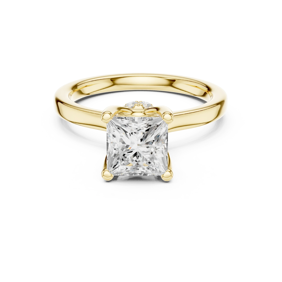 Princess Shape Diamond Hidden Halo Engagement Ring