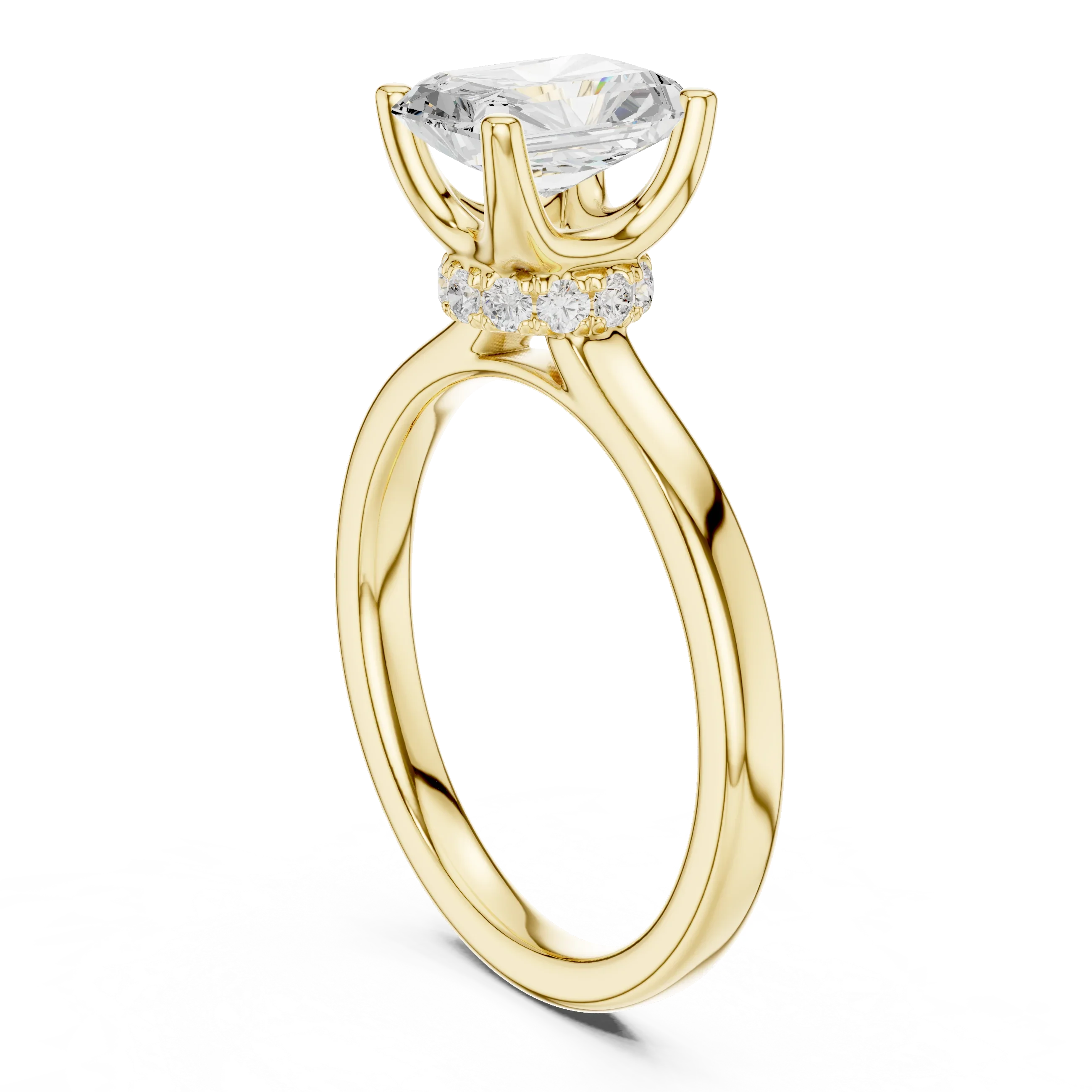 Radiant Shape Diamond Hidden Halo Engagement Ring