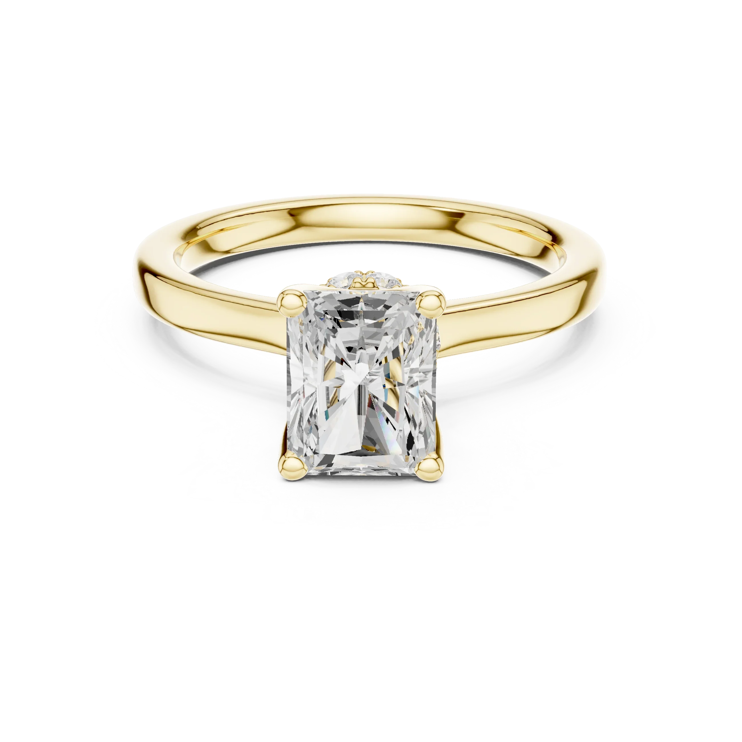 Radiant Shape Diamond Hidden Halo Engagement Ring