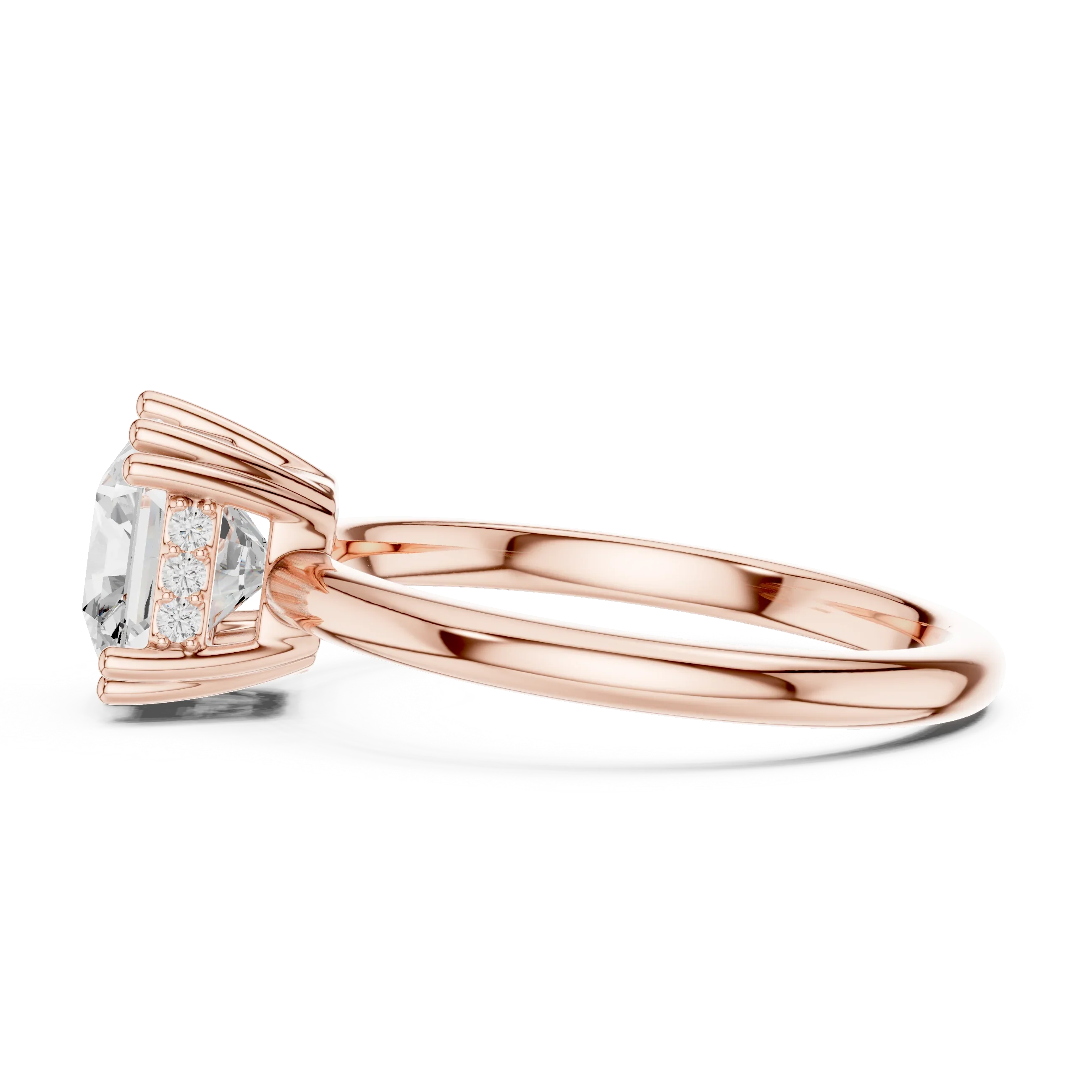 Asscher Cut Diamond Solitaire Engagement Ring with Hidden Accent Diamonds