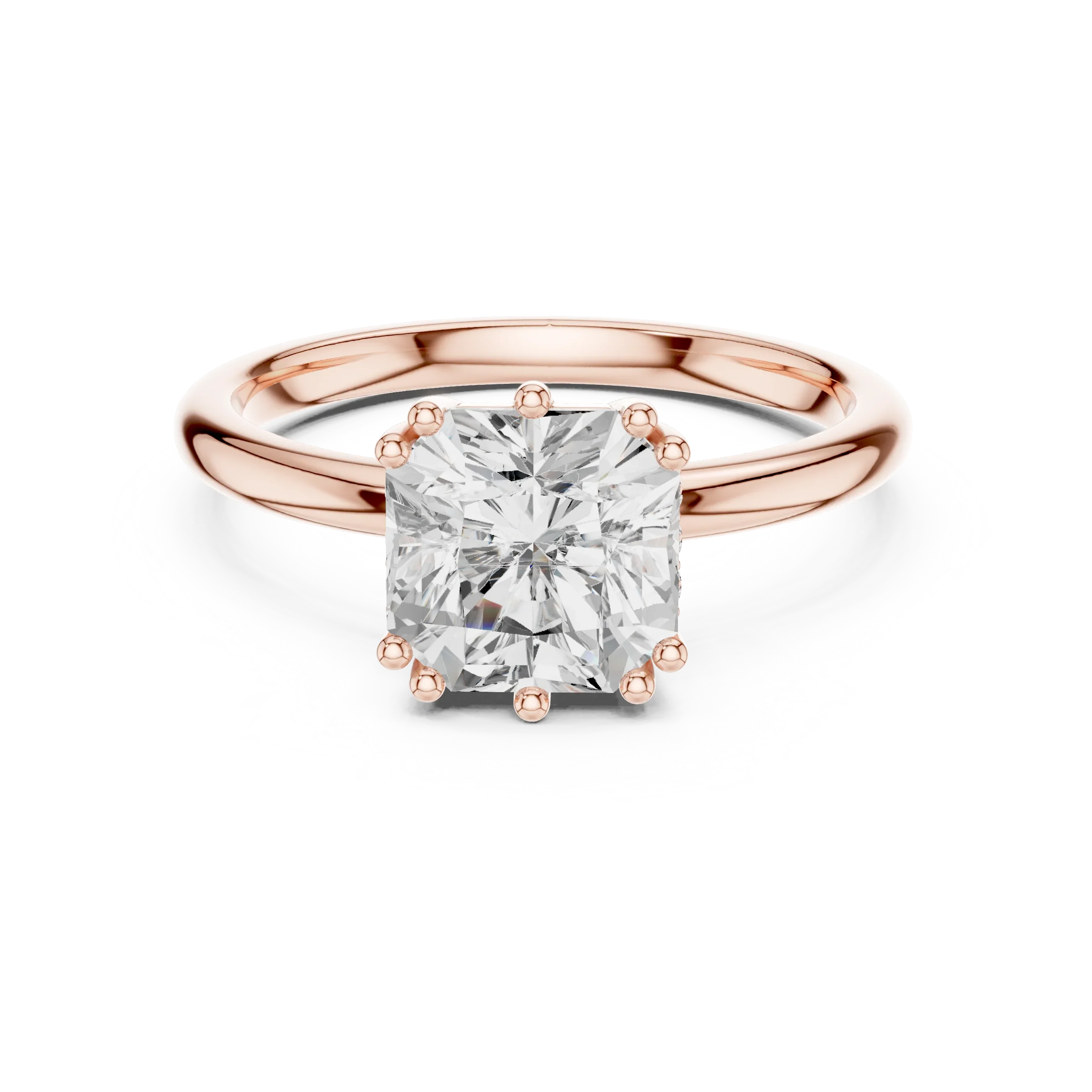 Asscher Cut Diamond Solitaire Engagement Ring with Hidden Accent Diamonds