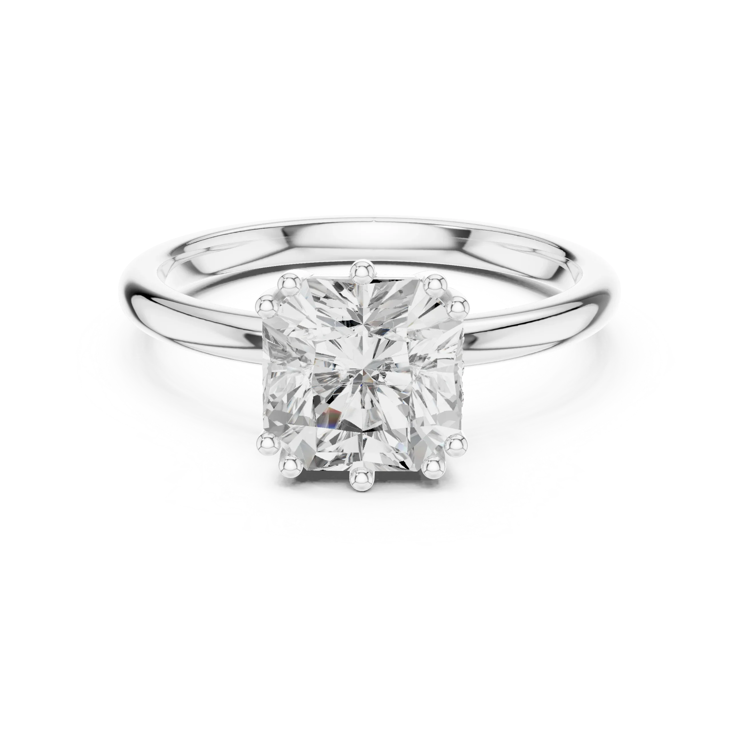 Asscher Cut Diamond Solitaire Engagement Ring with Hidden Accent Diamonds