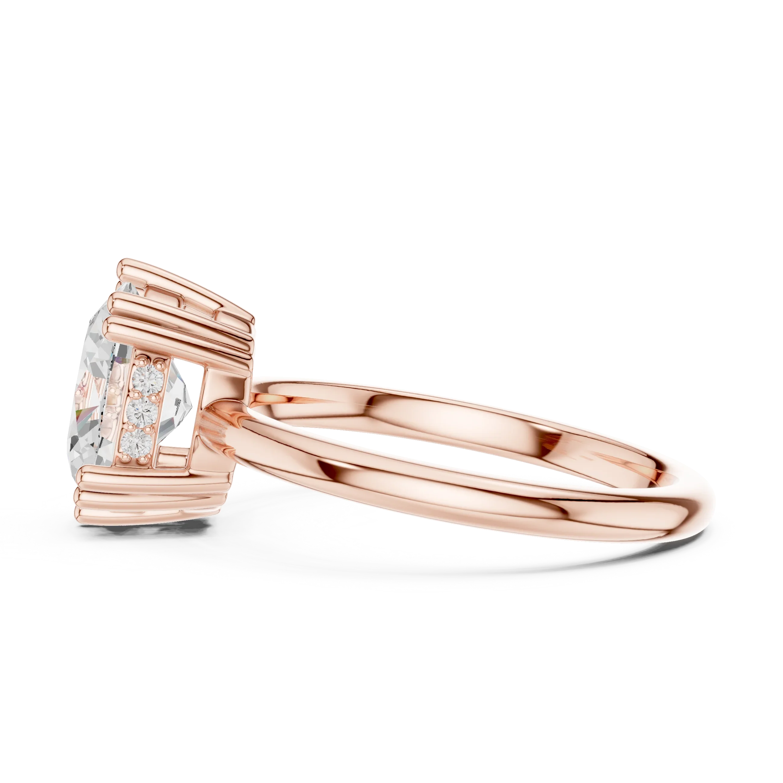 Oval Cut Diamond Solitaire Engagement Ring with Hidden Accent Diamonds