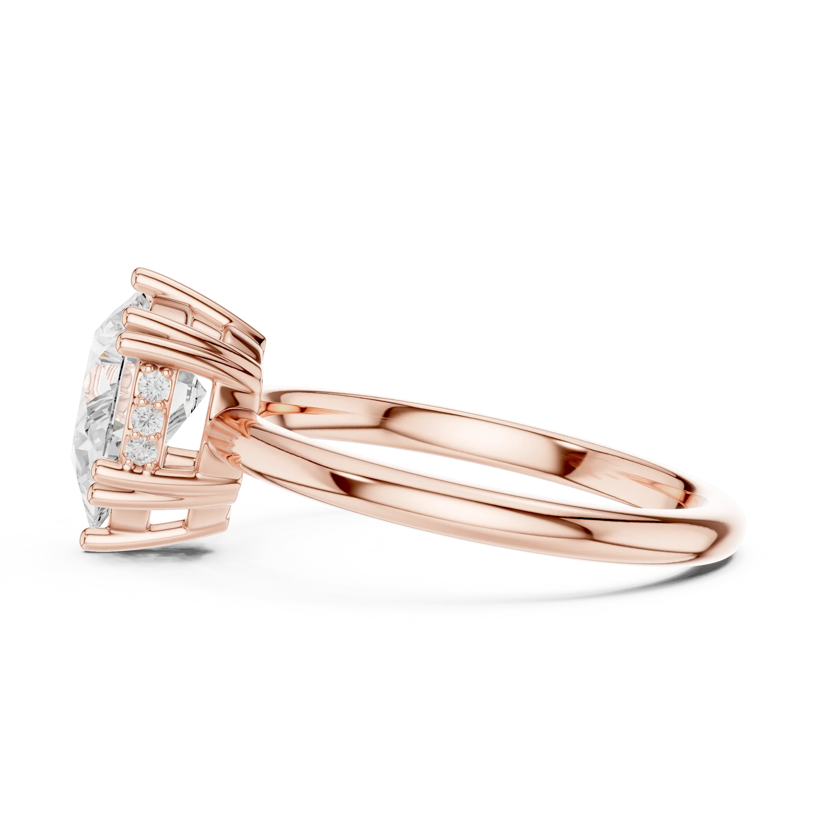 Pear Cut Diamond Solitaire Engagement Ring with Hidden Accent Diamonds