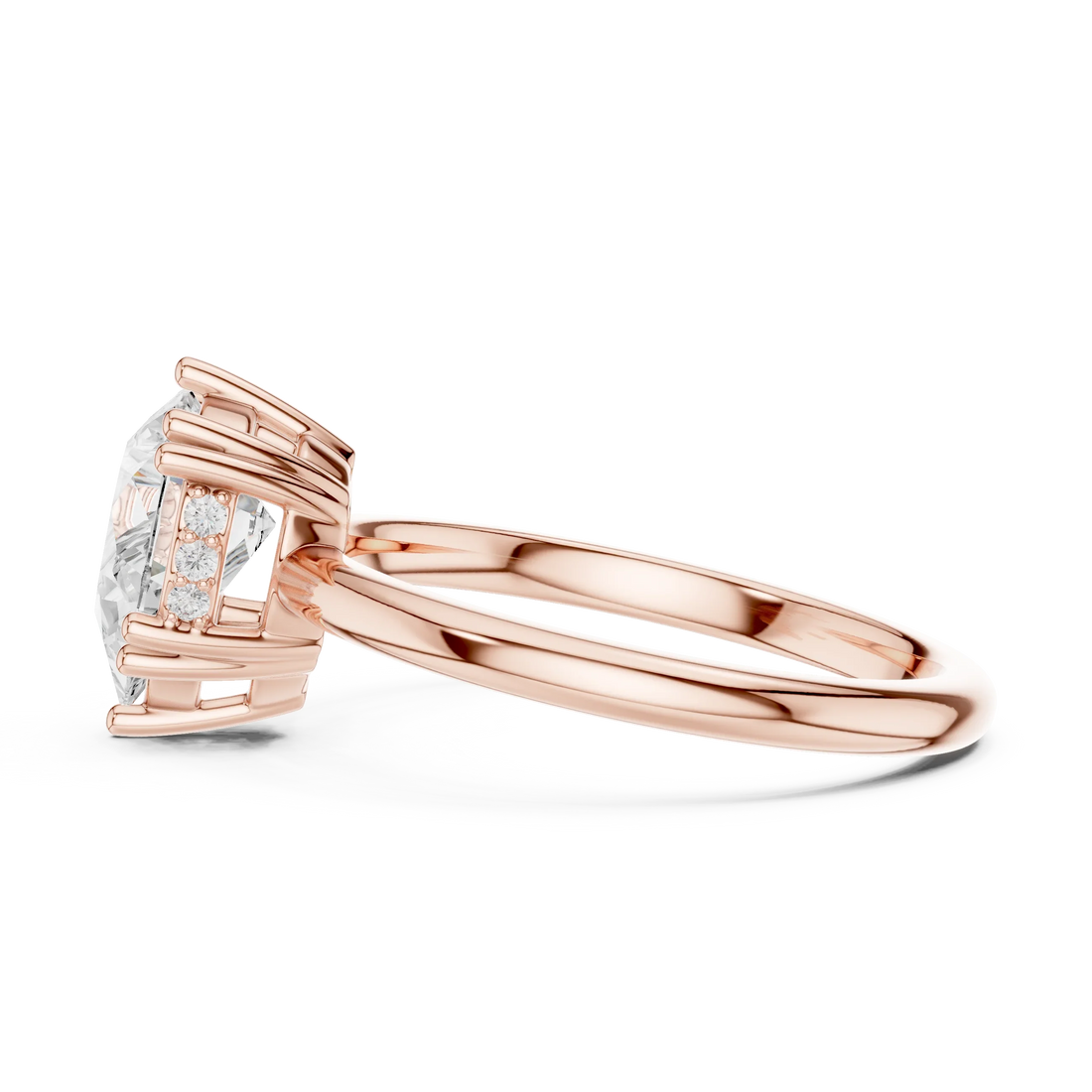 Pear Cut Diamond Solitaire Engagement Ring with Hidden Accent Diamonds