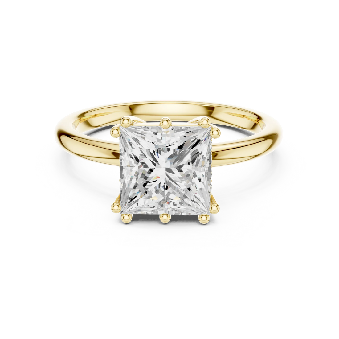 Princess Cut Diamond Solitaire Engagement Ring with Hidden Accent Diamonds