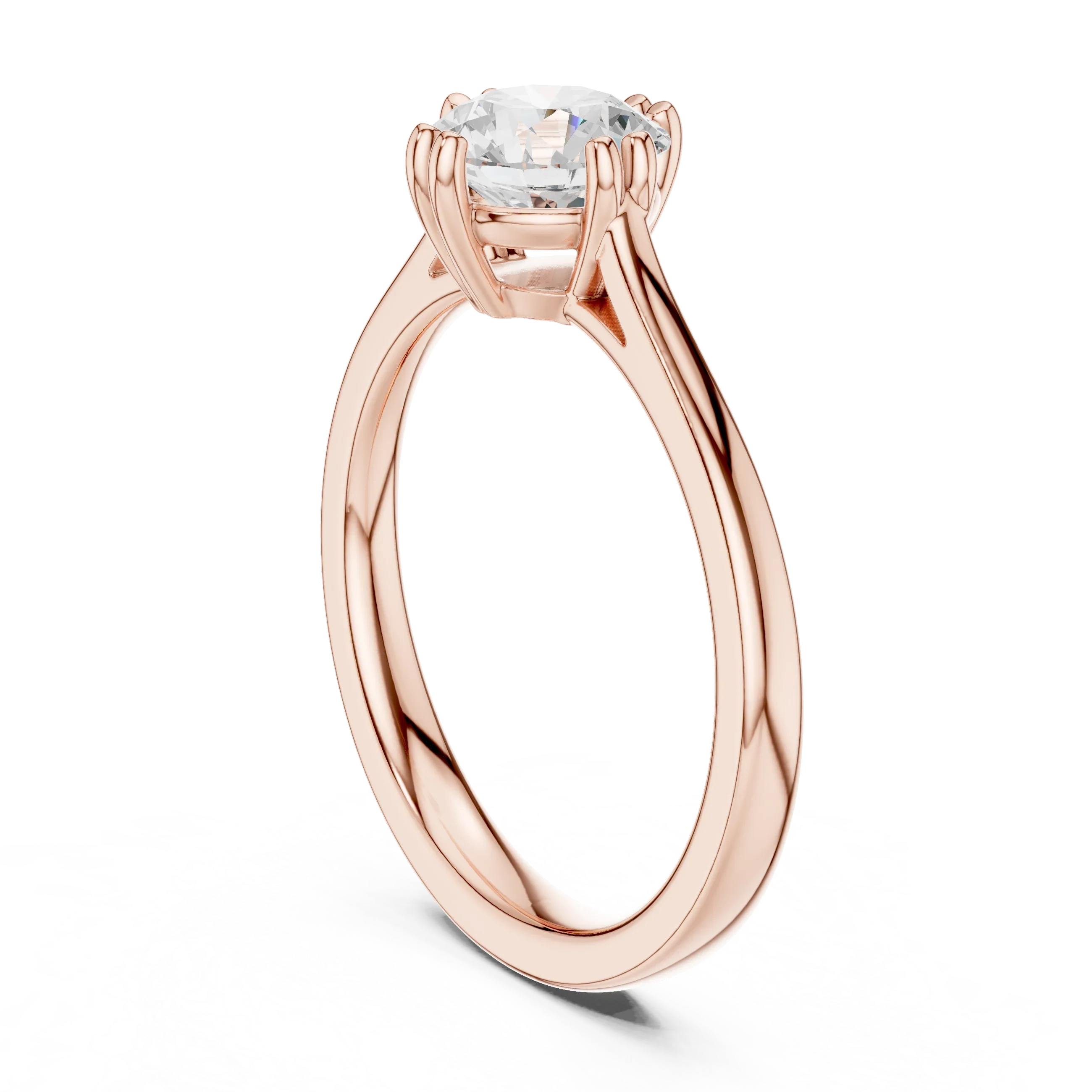 Round-Cut Solitaire Diamond Ring with Split Shank