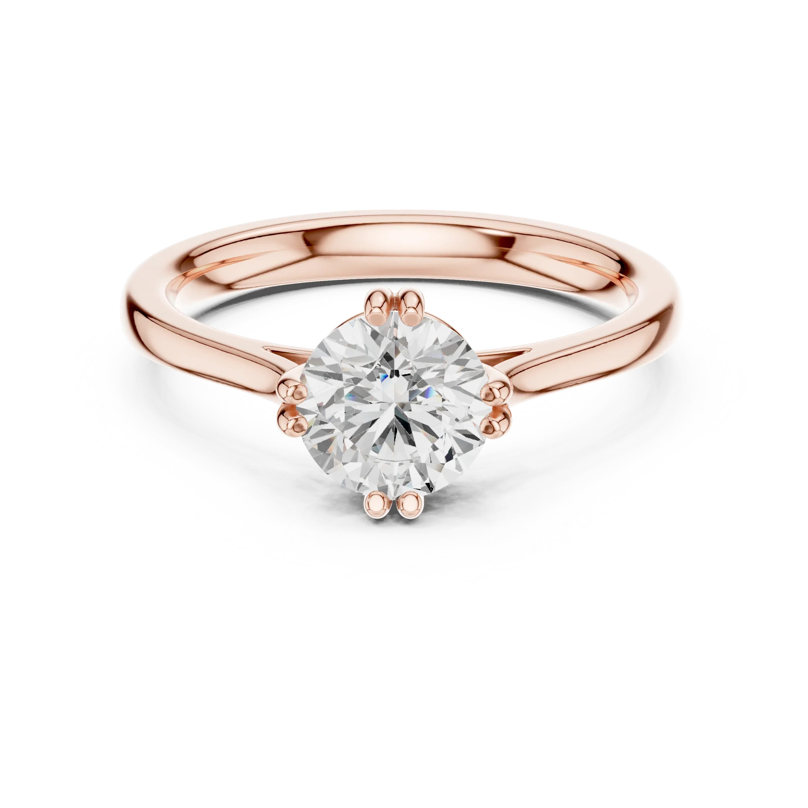 Round-Cut Solitaire Diamond Ring with Split Shank