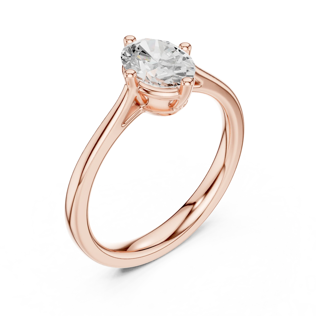 Oval Shape Diamond Solitaire Engagement Ring