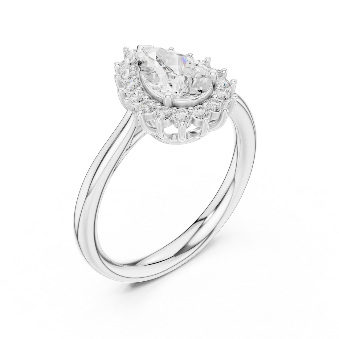 Pear Halo Diamond Engagement Ring