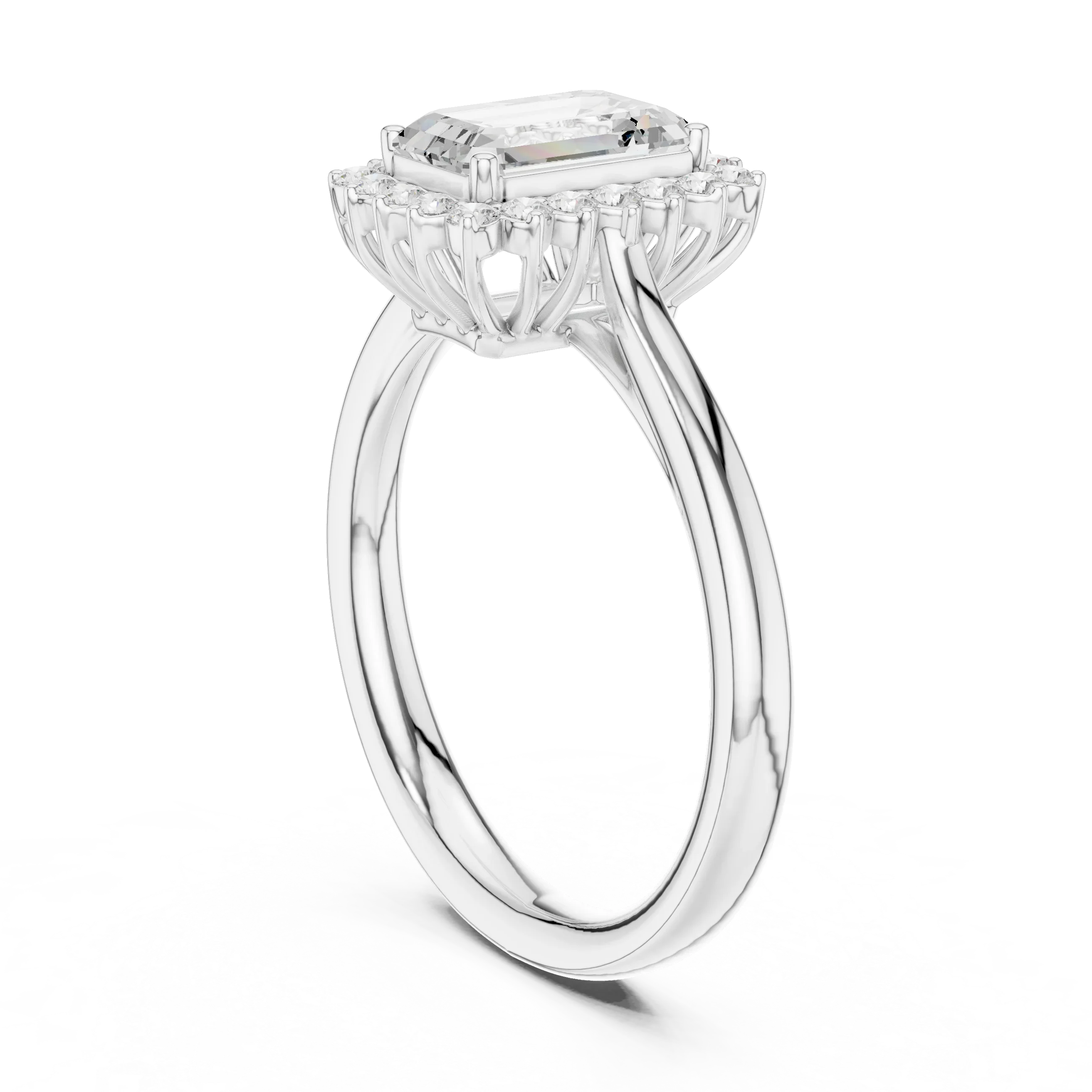 Emerald Halo Diamond Engagement Ring