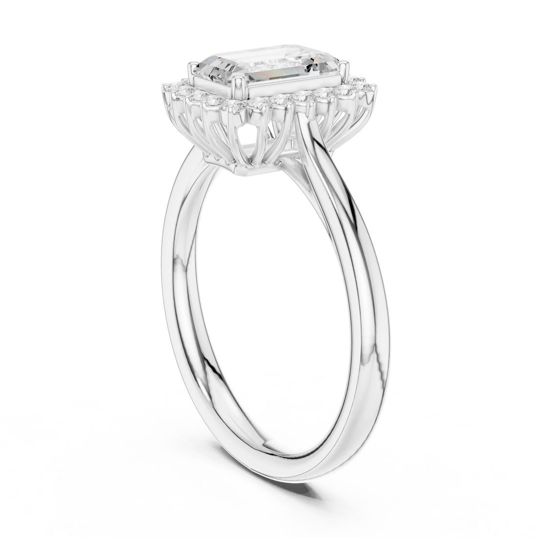 Emerald Halo Diamond Engagement Ring