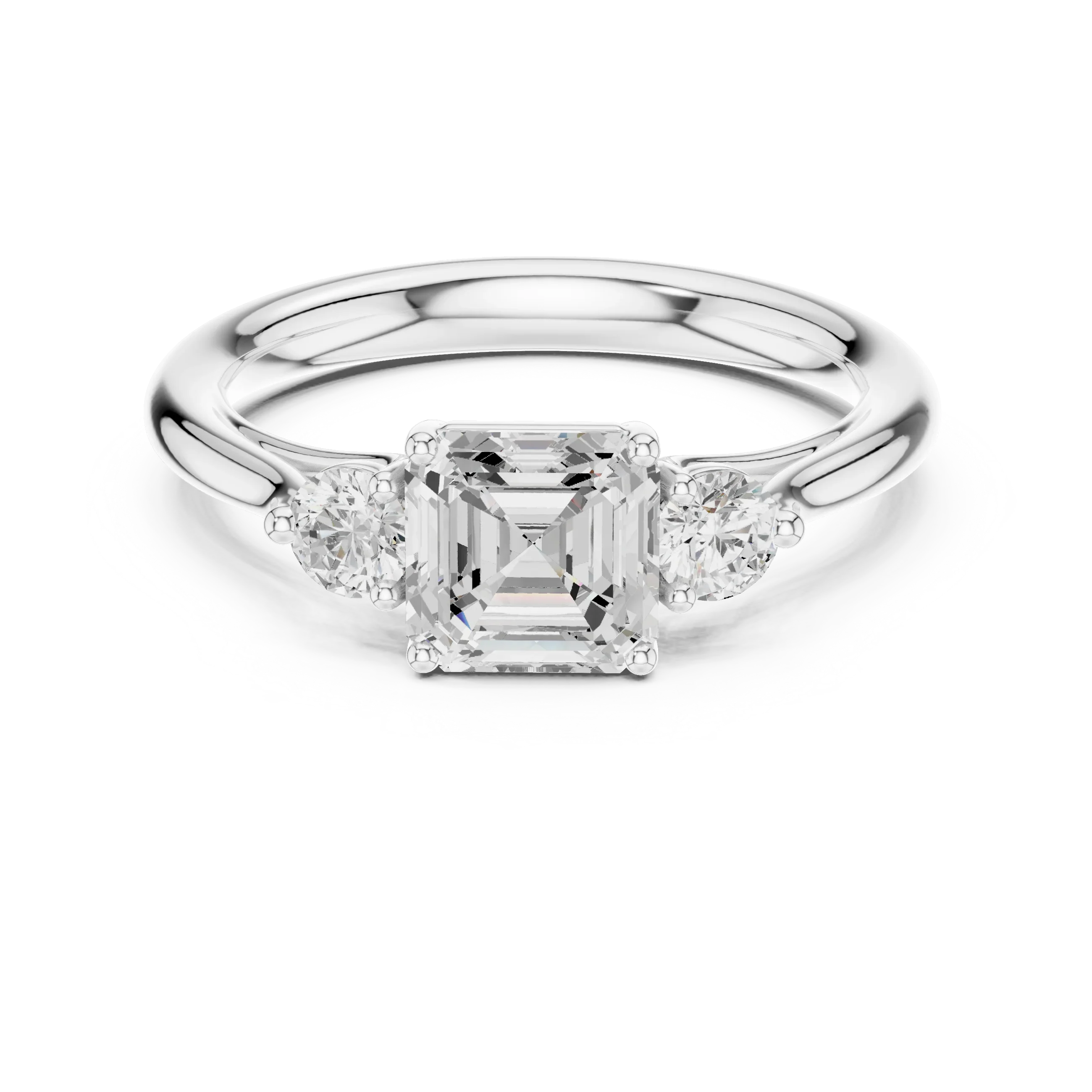 Emerald-Cut Three-Stone Diamond Engagement Ring