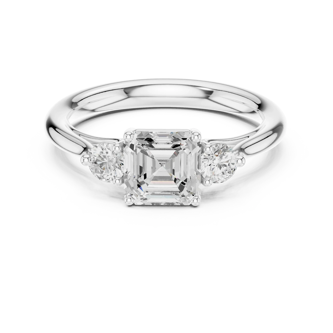 Emerald-Cut Three-Stone Diamond Engagement Ring