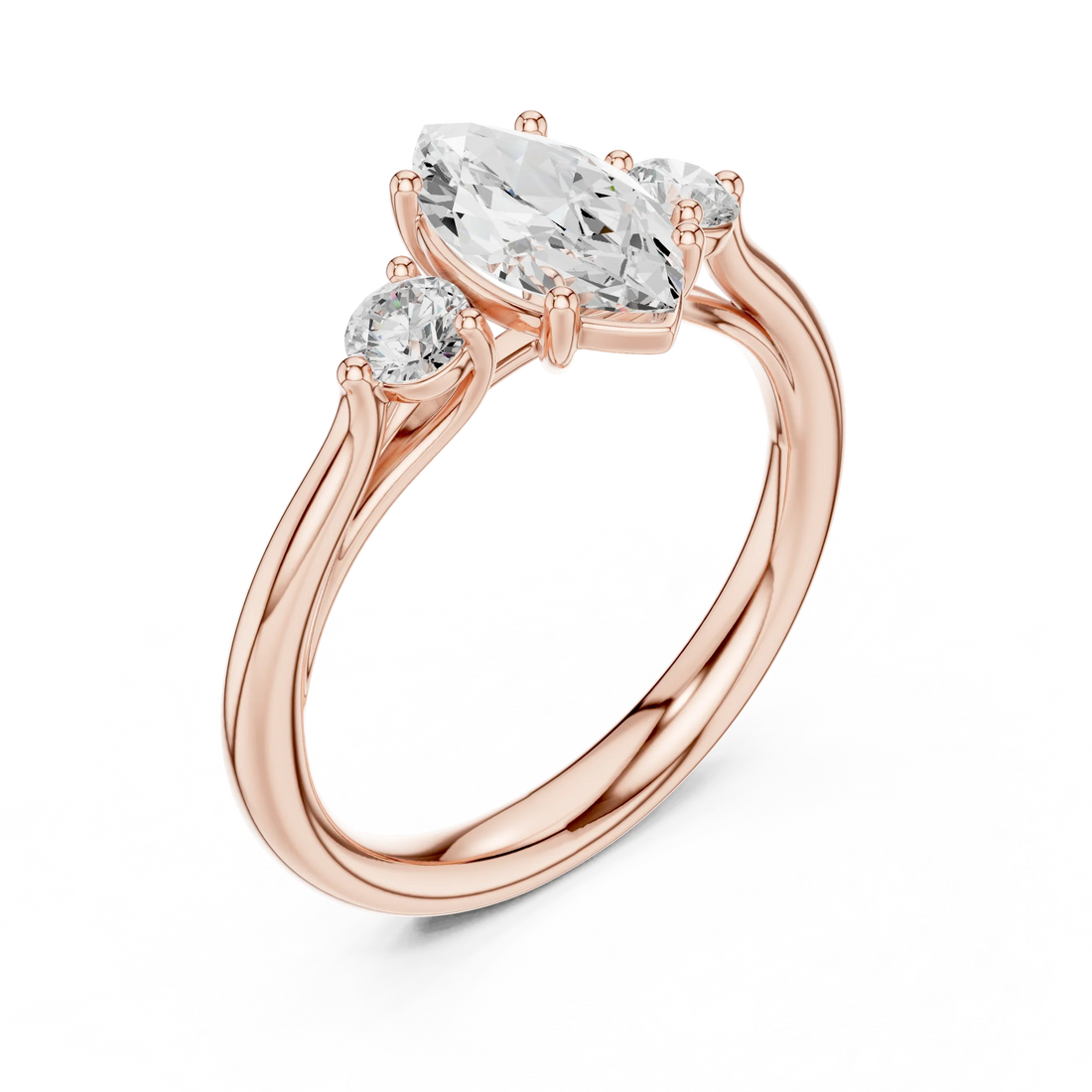 Marquise-Cut Three-Stone Diamond Engagement Ring