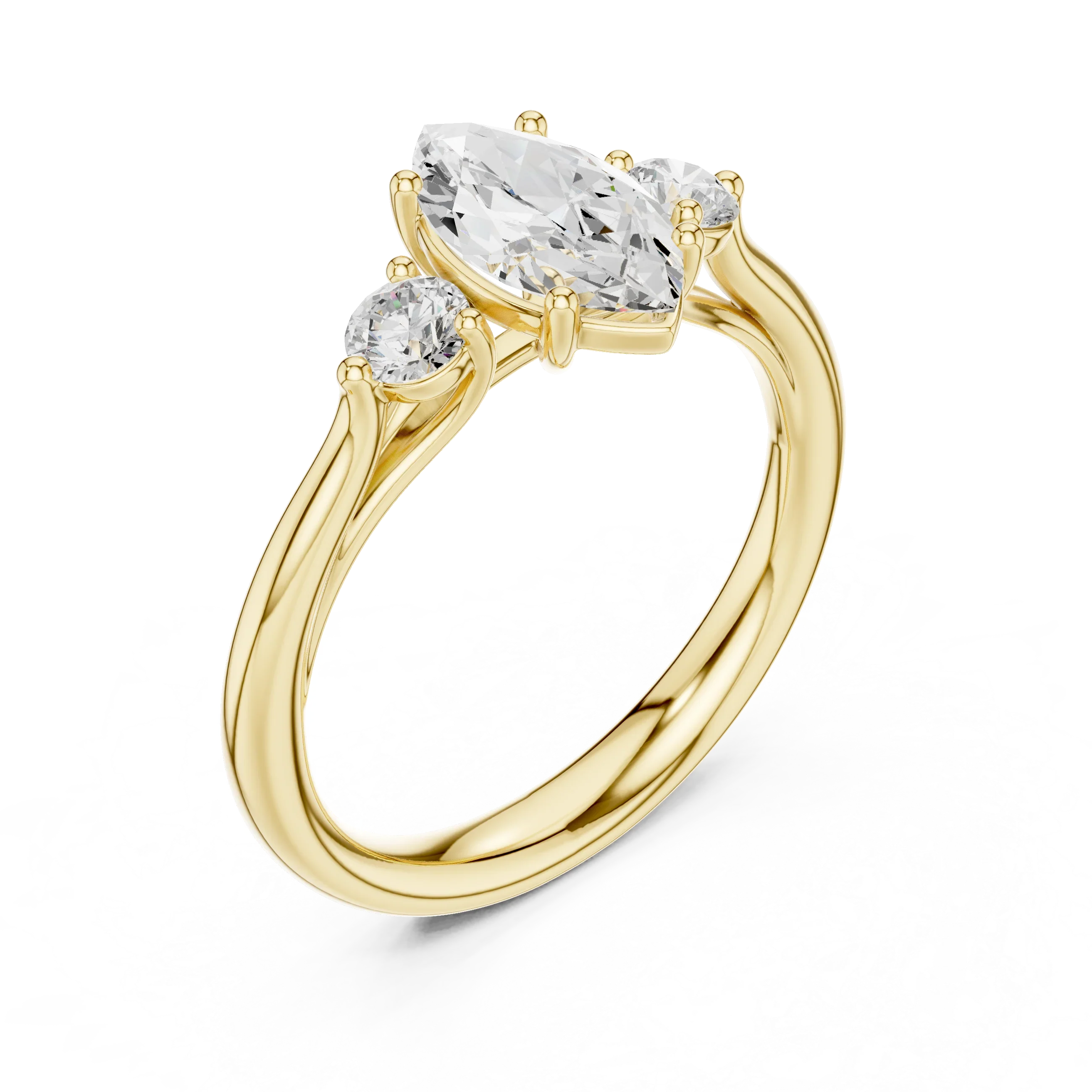 Marquise-Cut Three-Stone Diamond Engagement Ring