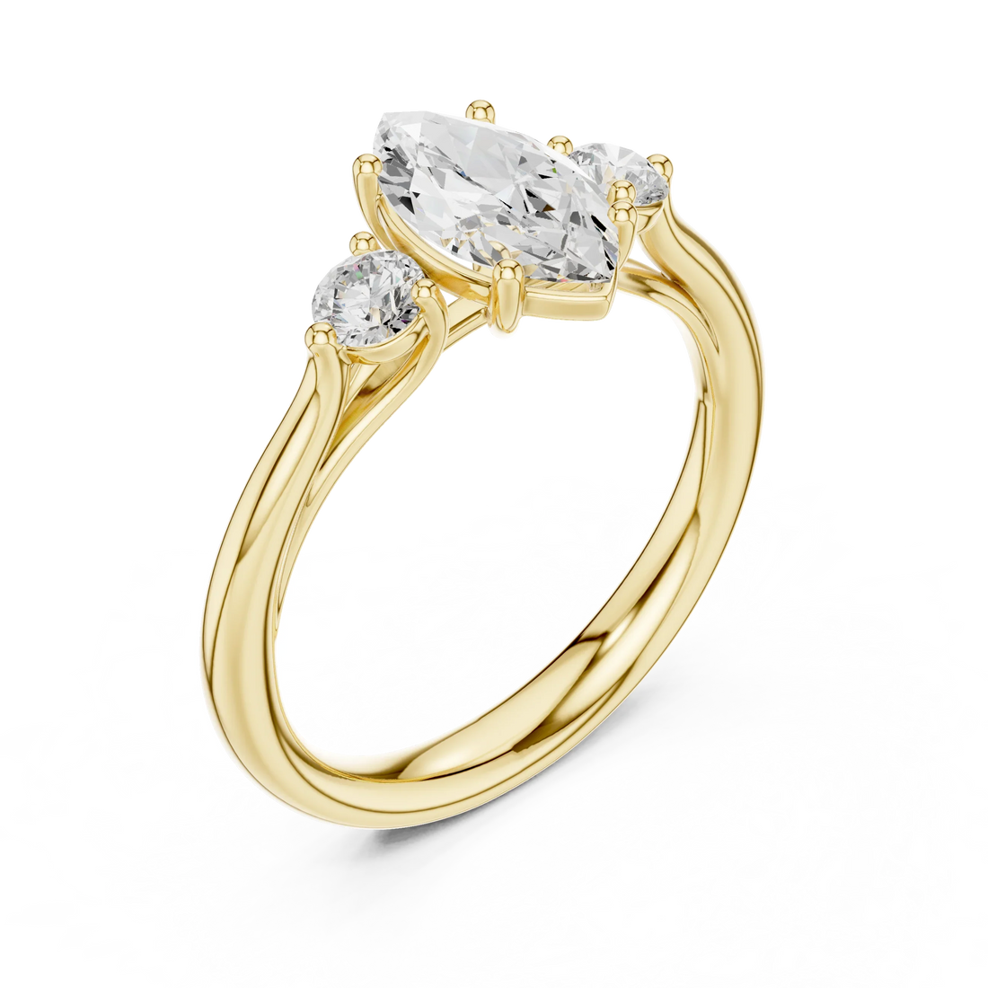 Marquise-Cut Three-Stone Diamond Engagement Ring