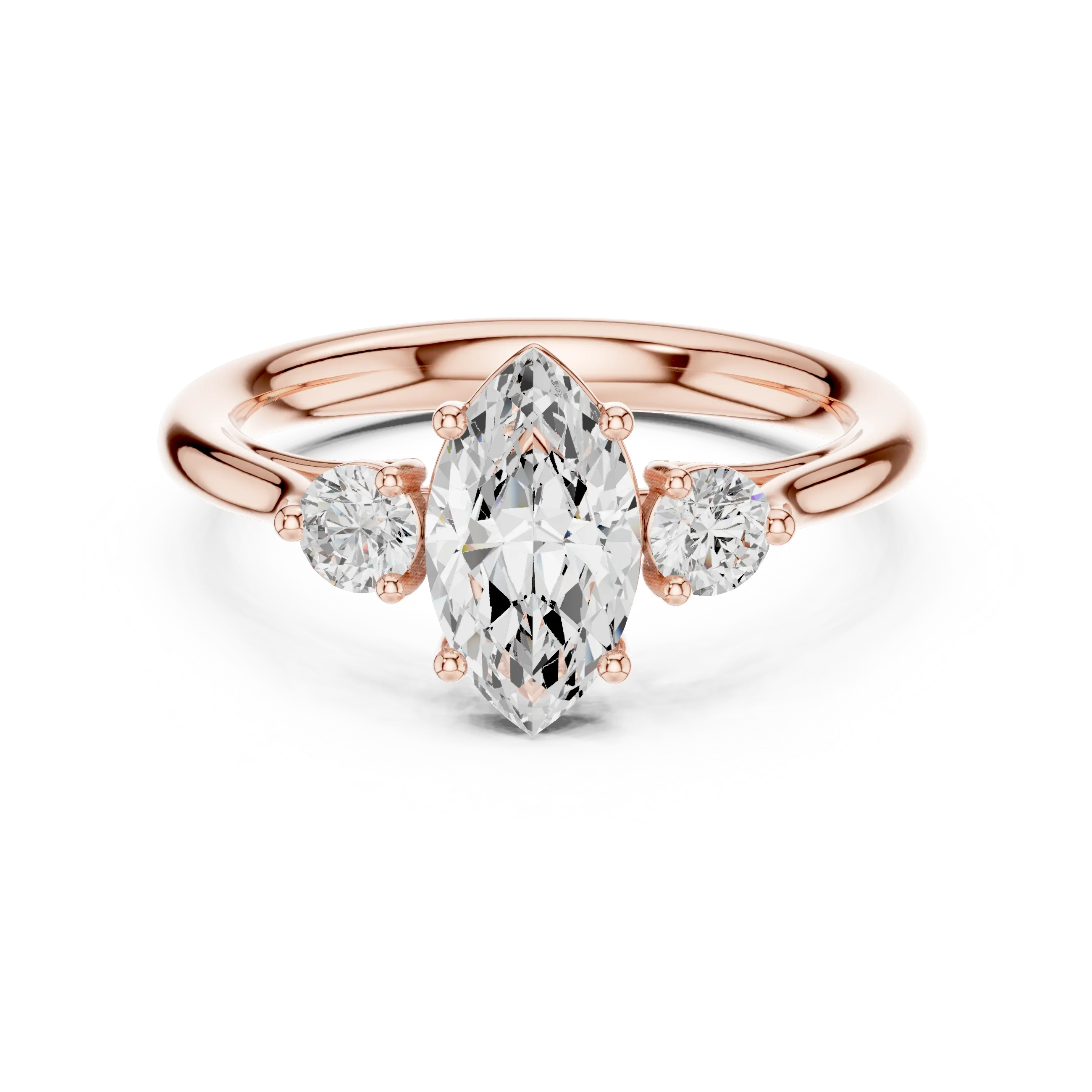 Marquise-Cut Three-Stone Diamond Engagement Ring