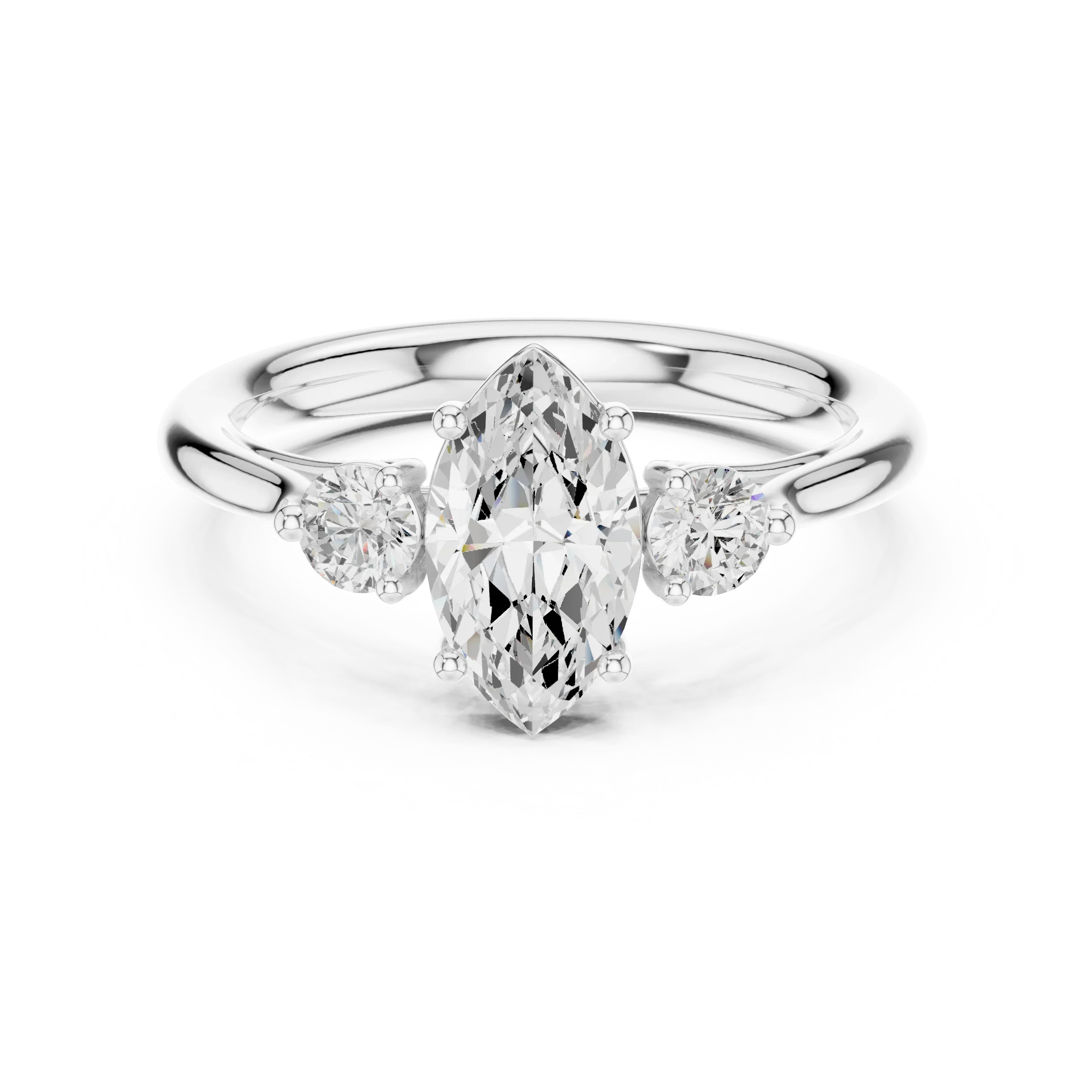 Marquise-Cut Three-Stone Diamond Engagement Ring