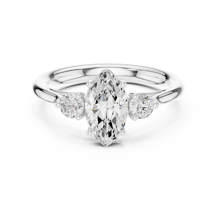 Marquise-Cut Three-Stone Diamond Engagement Ring
