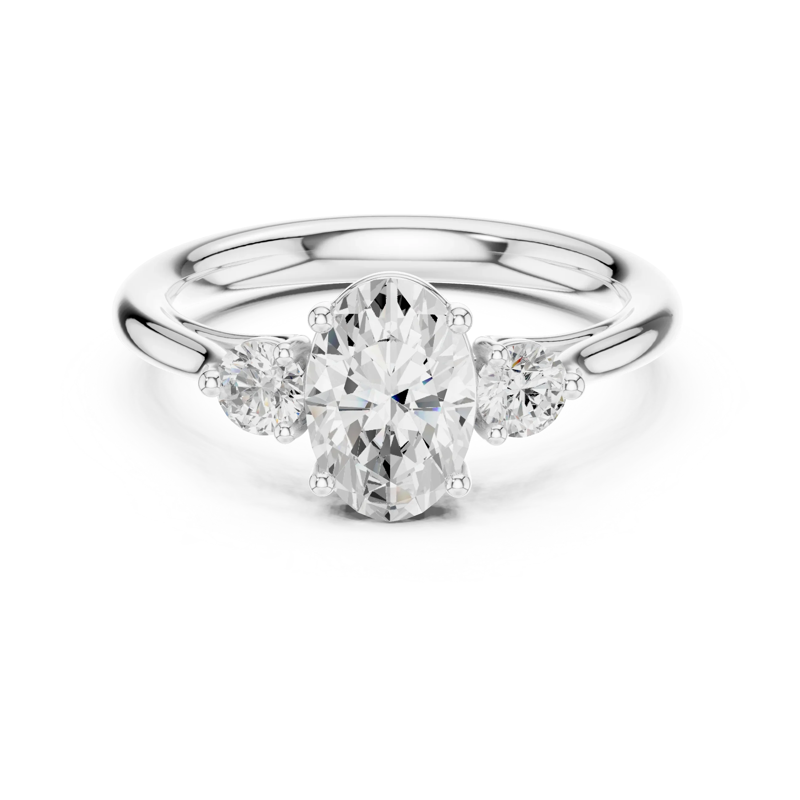 Oval-Cut Three-Stone Diamond Engagement Ring