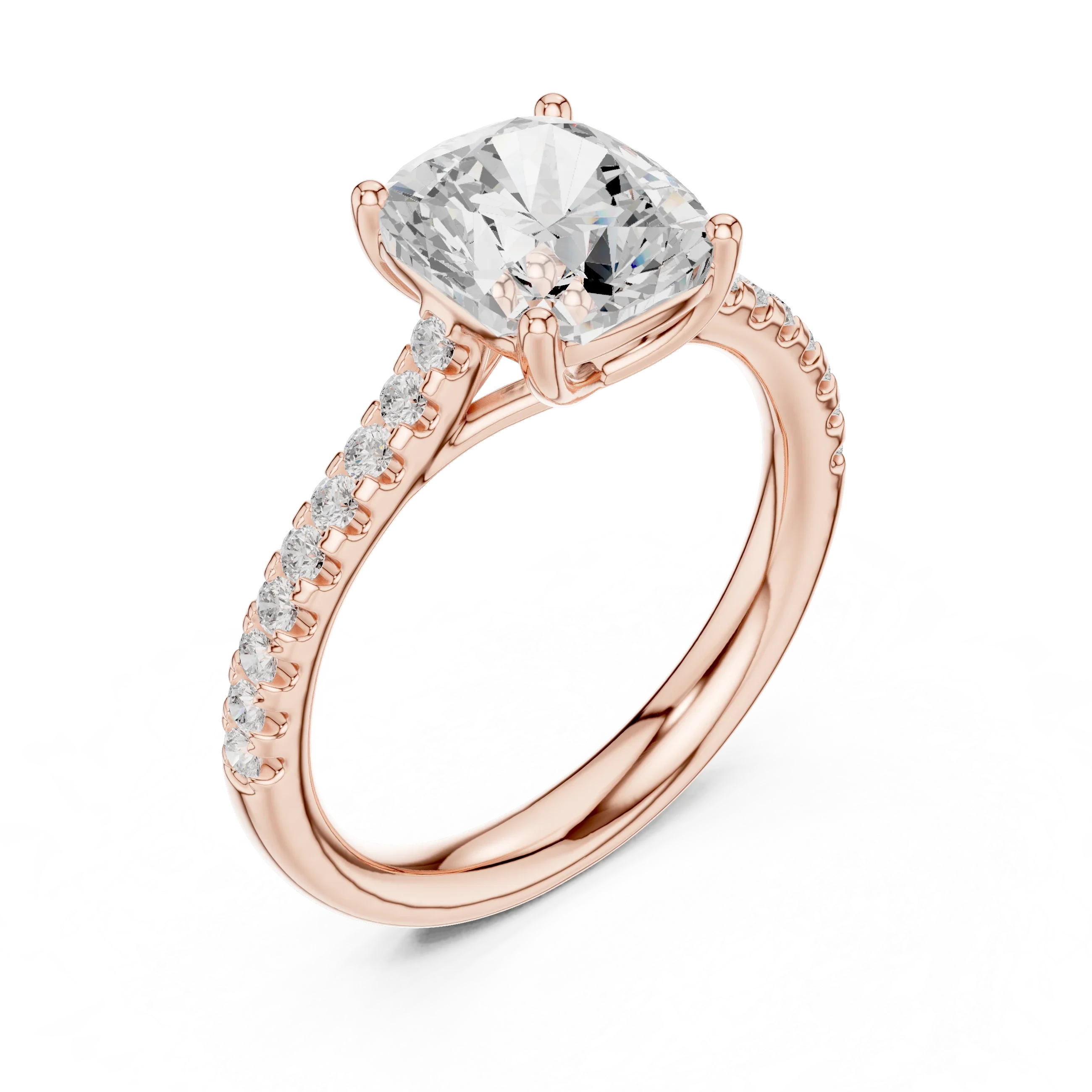 Cushion-Cut Diamond Engagement Ring with Split Shank